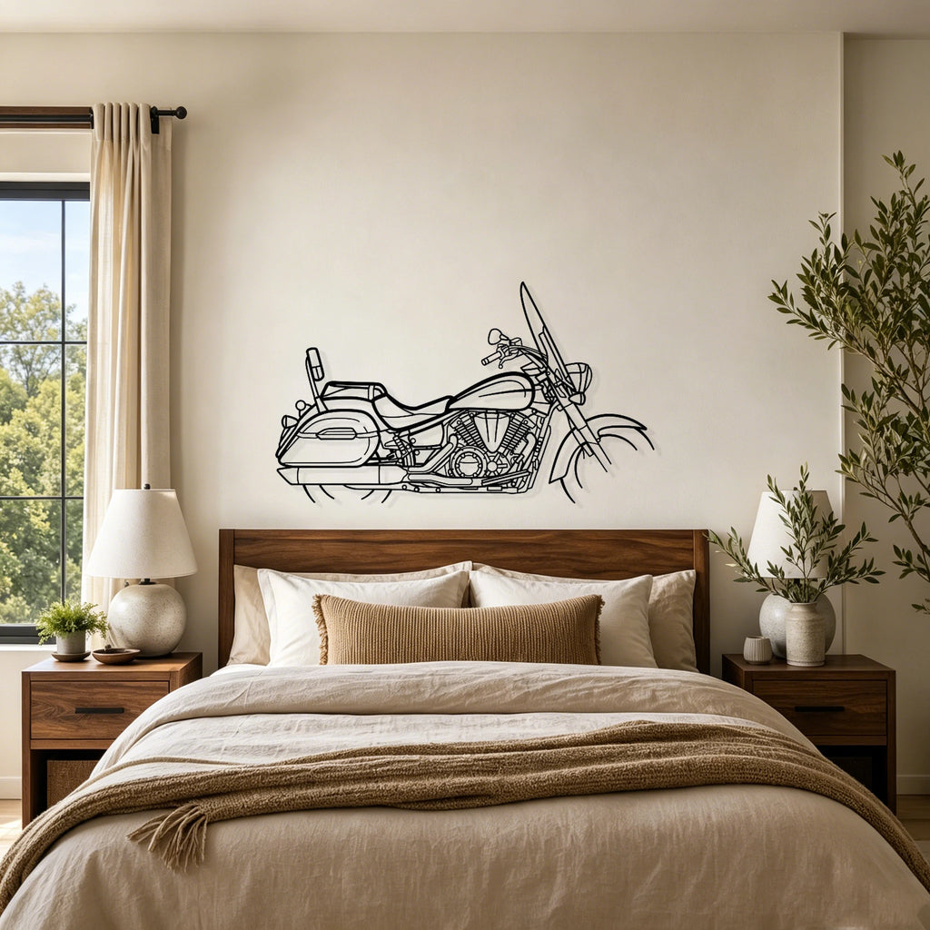 V-Star 1300 Tourer Silhouette Metal Wall Art - Classic Car Garage Decor