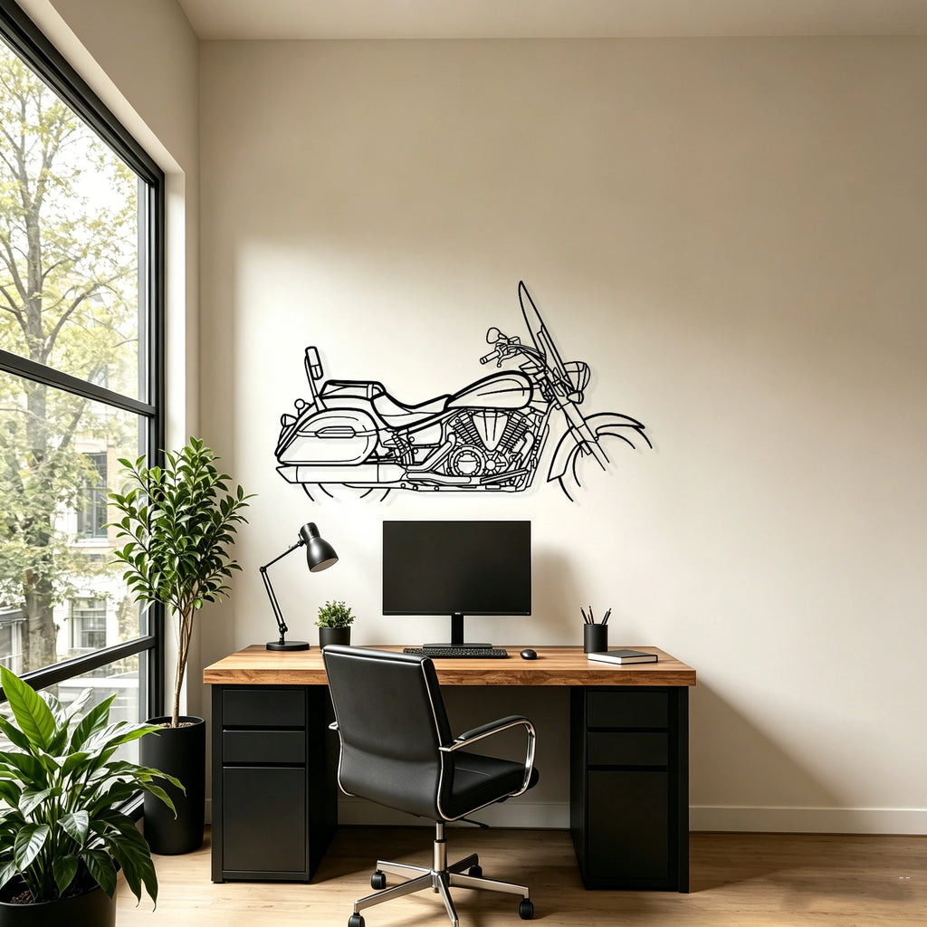 V-Star 1300 Tourer Silhouette Metal Wall Art - Classic Car Garage Decor