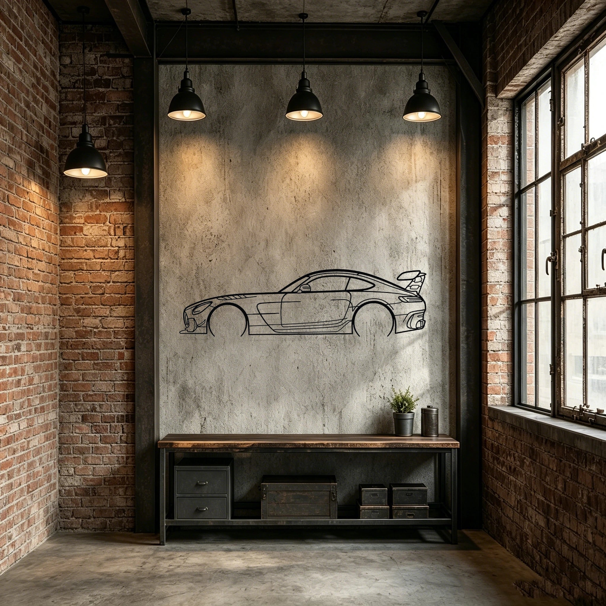 AMG GT black series Detailed Silhouette Metal Wall Art - Classic Car Garage Decor