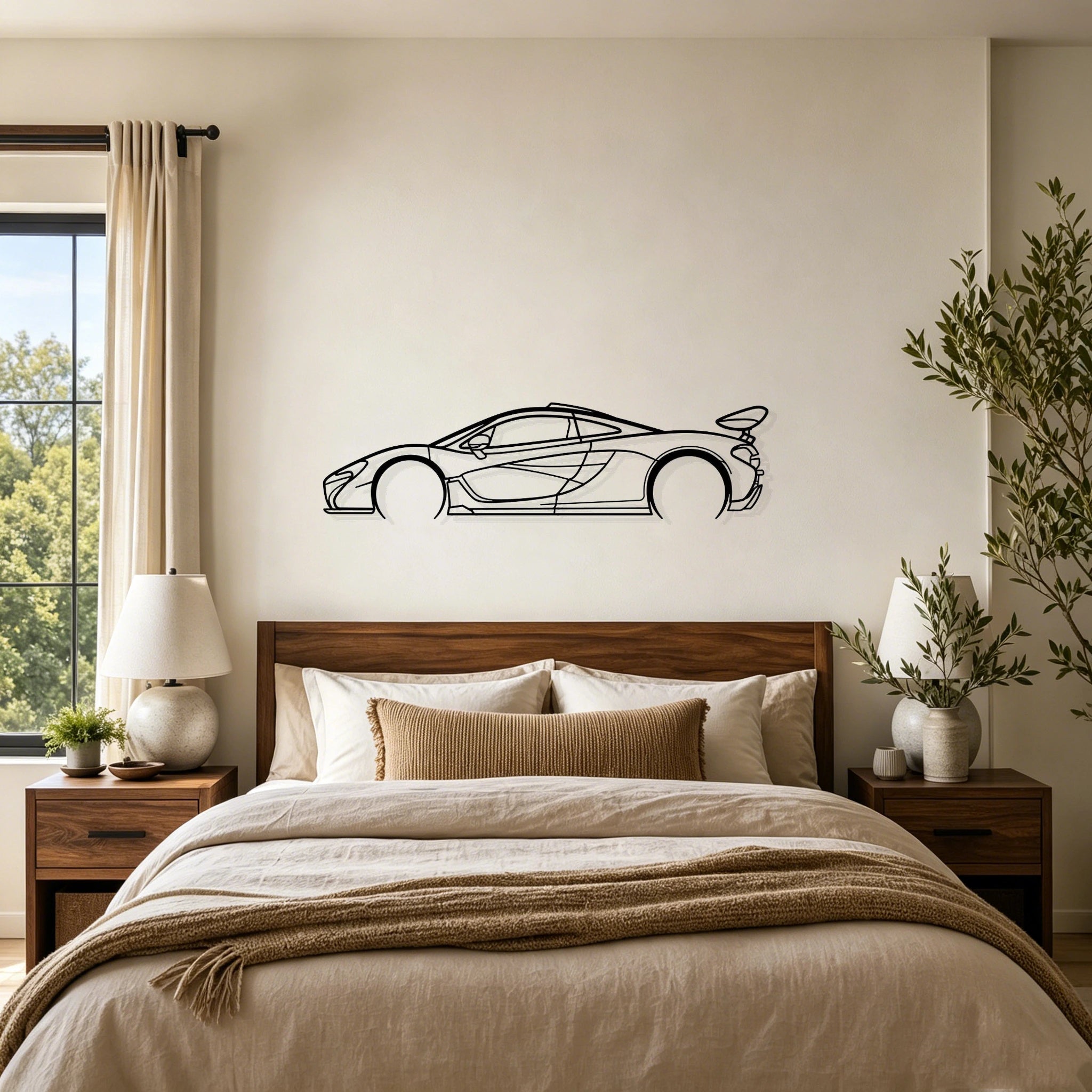 P1 Detailed Silhouette Metal Wall Art - Classic Car Garage Decor