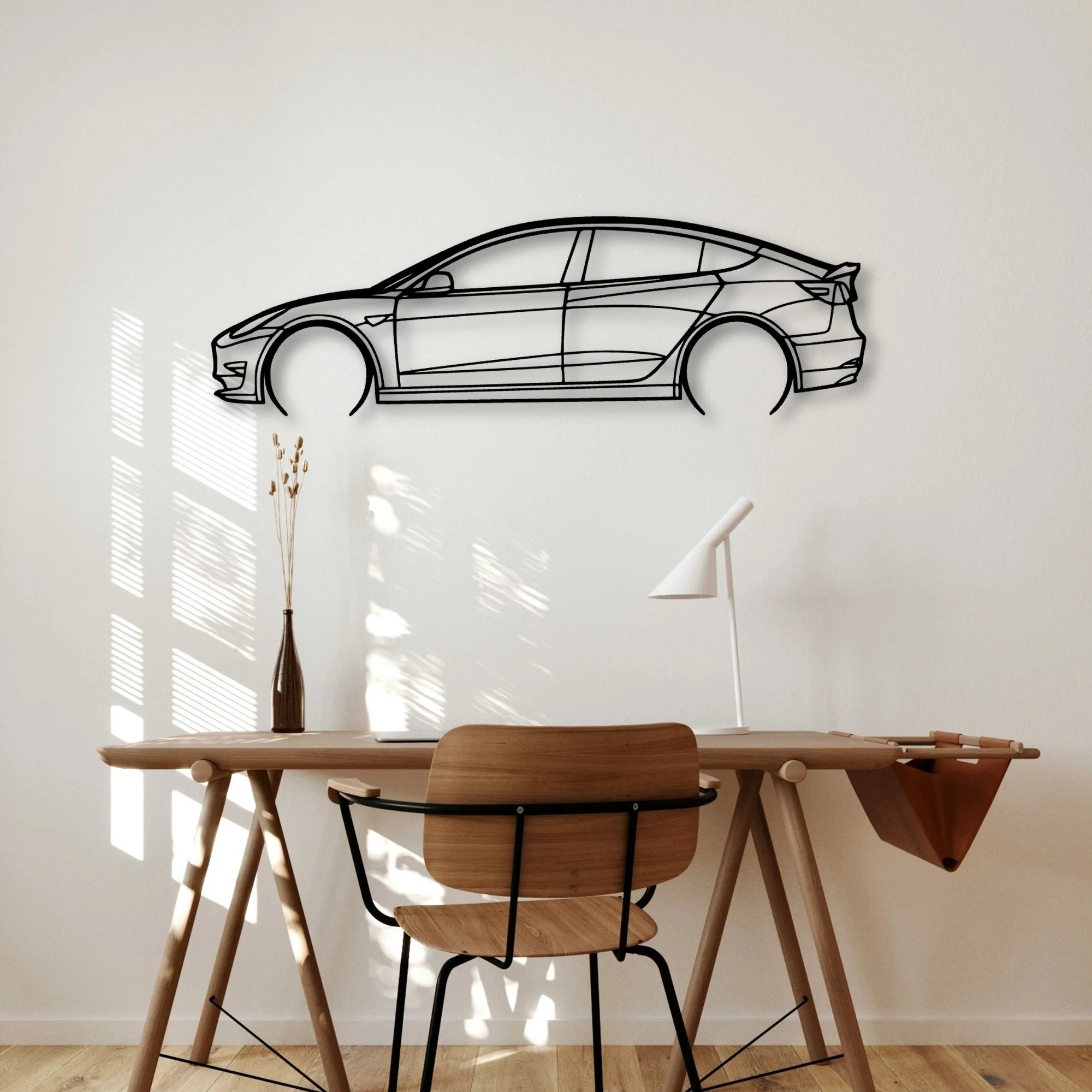 Model 3 2 Classic Silhouette Metal Wall Art - Automotive Garage Decor