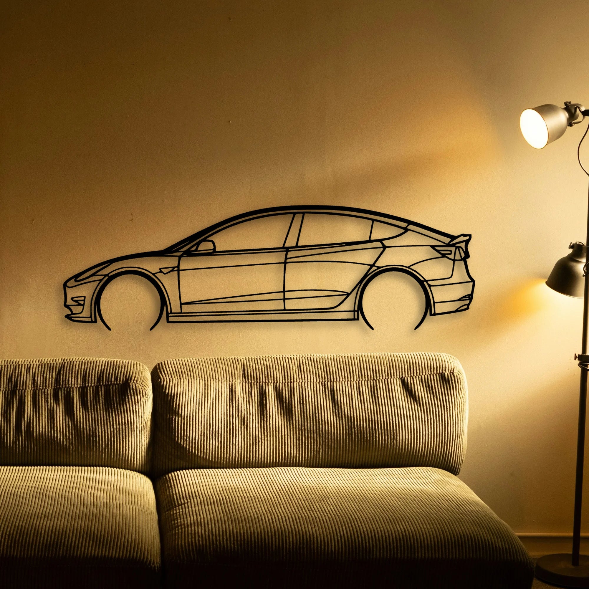 Model 3 2 Classic Silhouette Metal Wall Art - Automotive Garage Decor