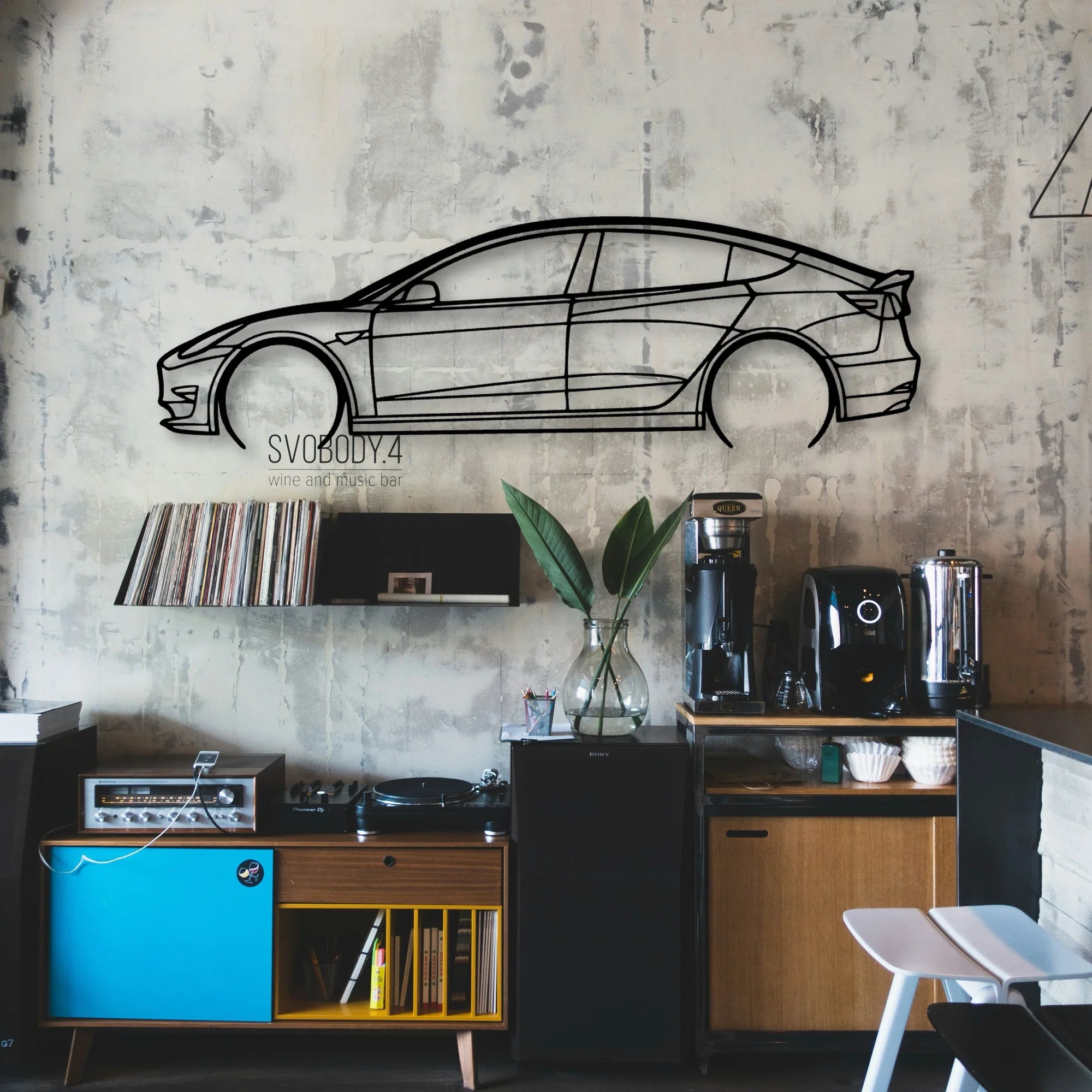 Model 3 2 Classic Silhouette Metal Wall Art - Automotive Garage Decor
