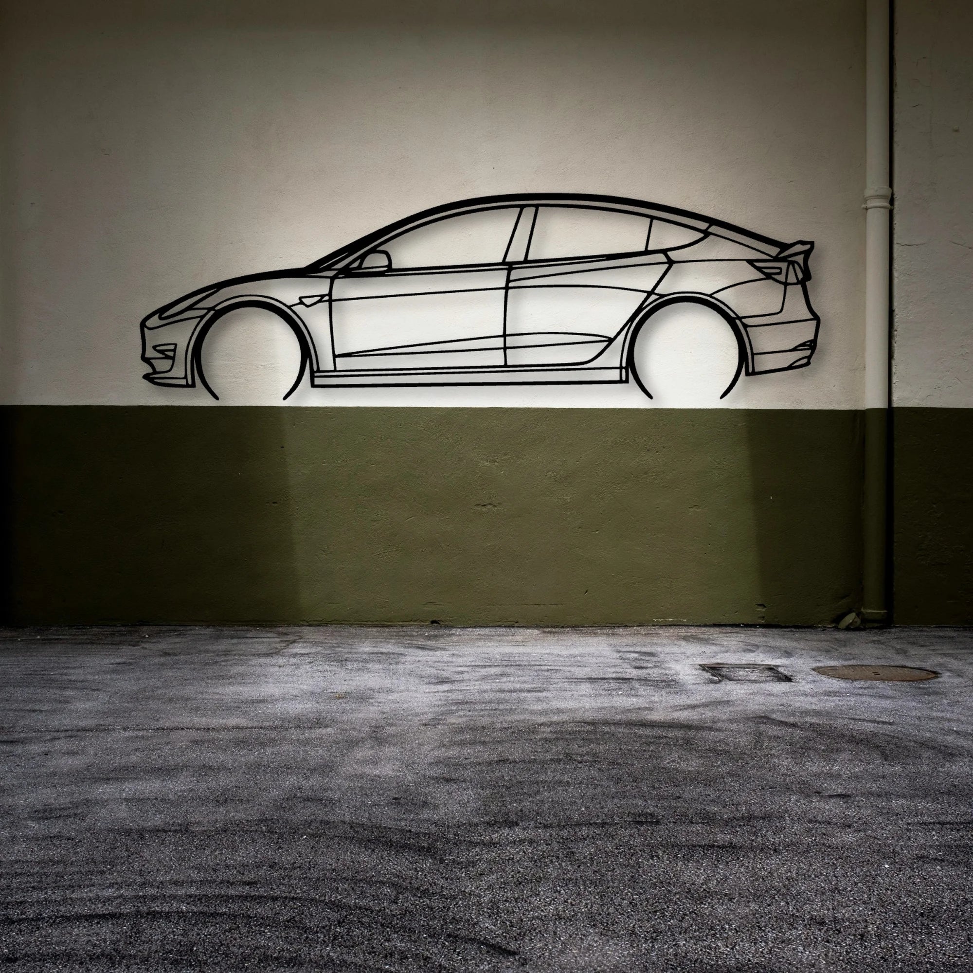 Model 3 2 Classic Silhouette Metal Wall Art - Automotive Garage Decor