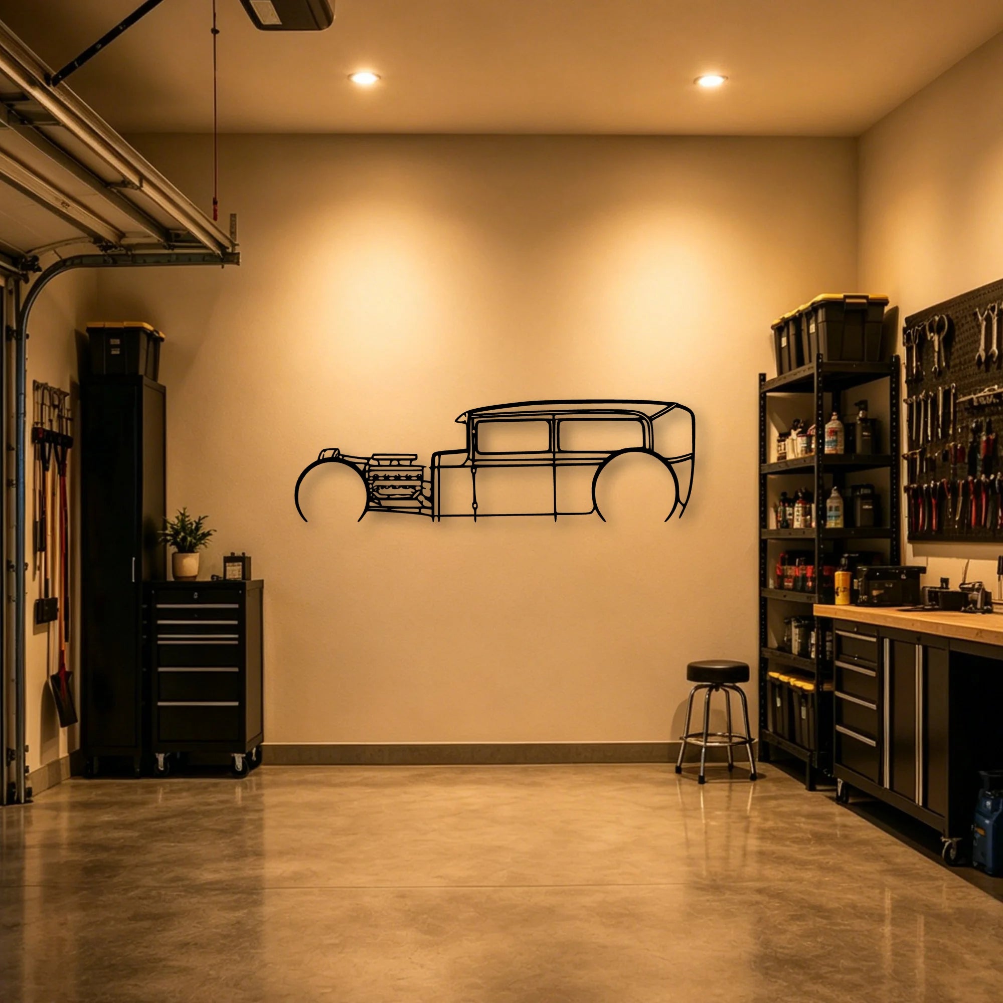 Model A Classic Silhouette Metal Wall Art - Automotive Garage Decor