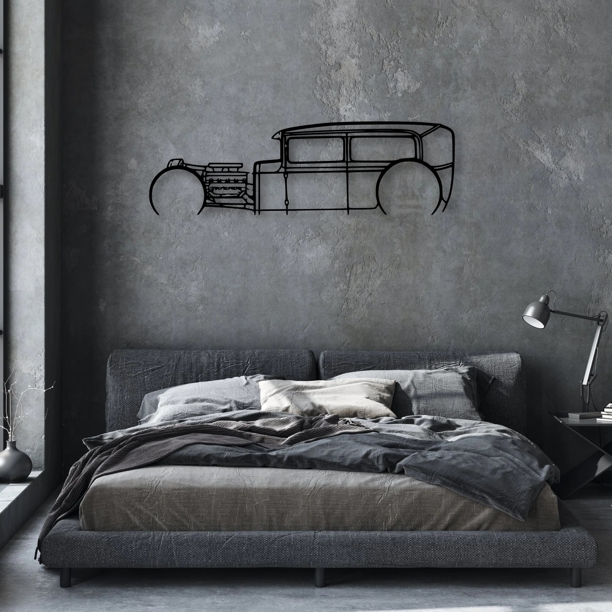 Model A Classic Silhouette Metal Wall Art - Automotive Garage Decor