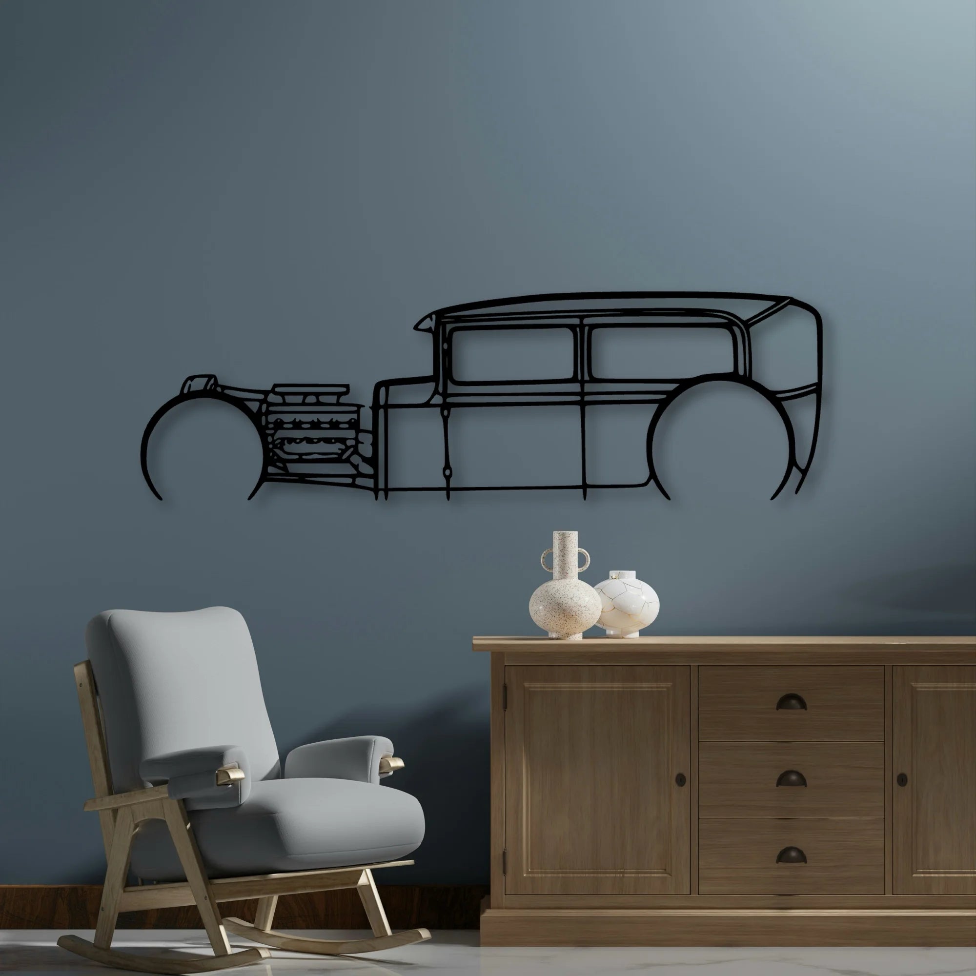 Model A Classic Silhouette Metal Wall Art - Automotive Garage Decor