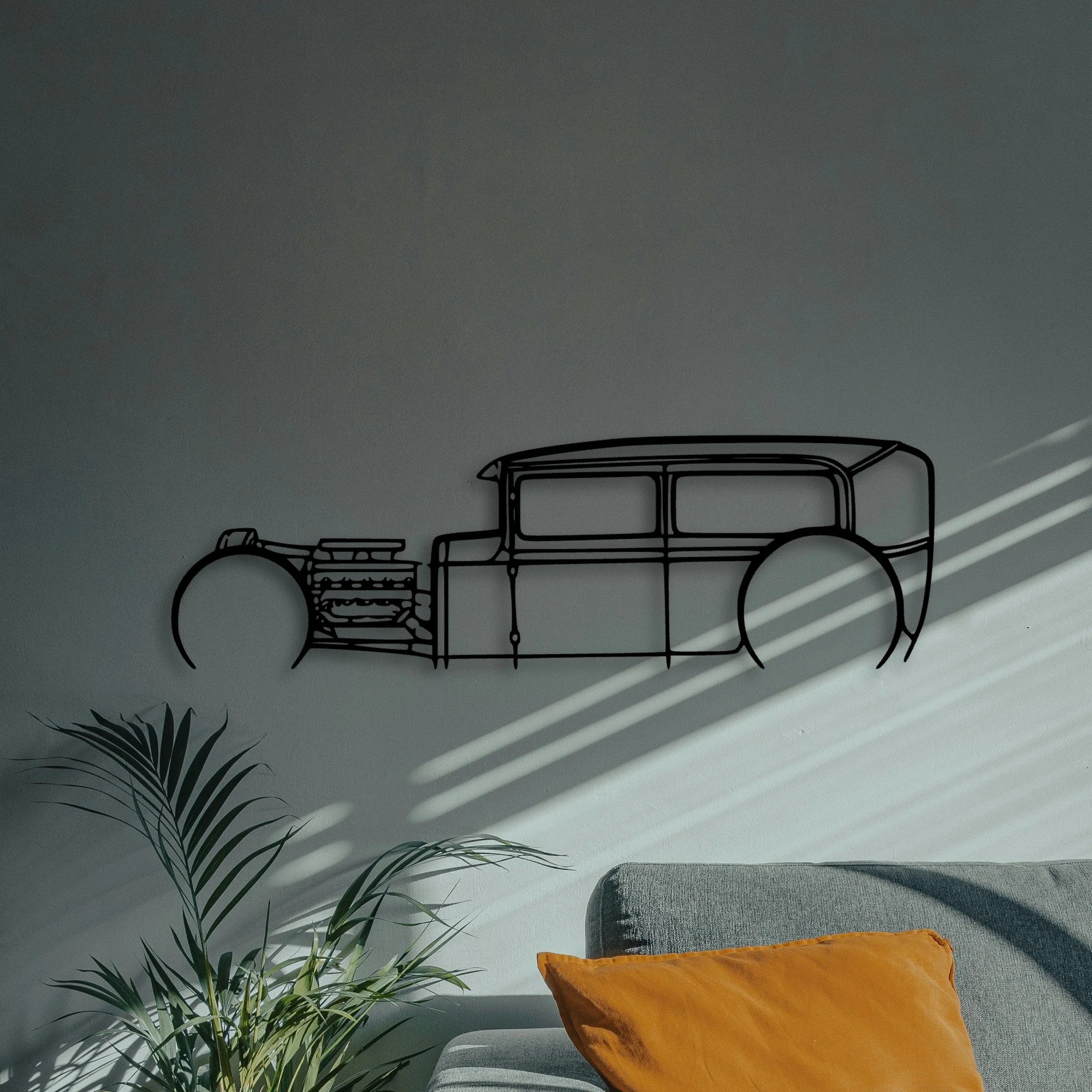 Model A Classic Silhouette Metal Wall Art - Automotive Garage Decor