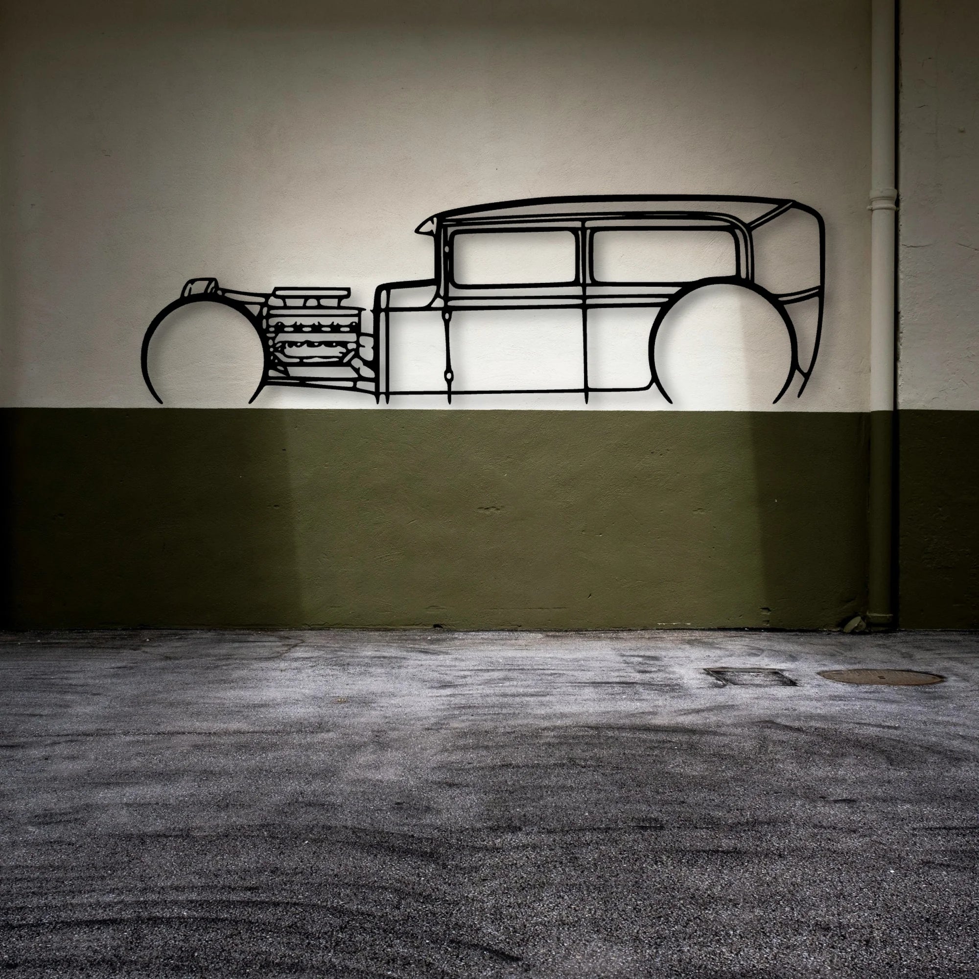 Model A Classic Silhouette Metal Wall Art - Automotive Garage Decor