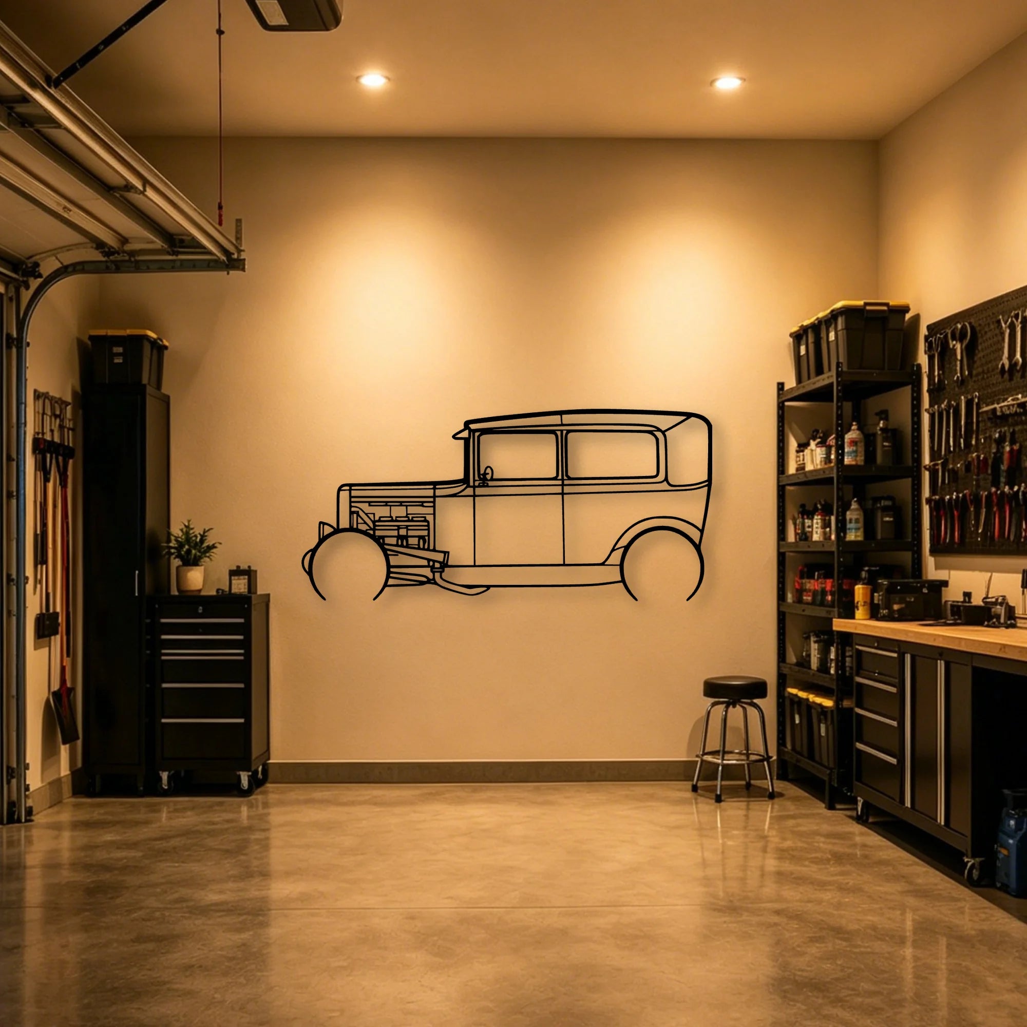 Model A 1931 Classic Silhouette Metal Wall Art - Automotive Garage Decor