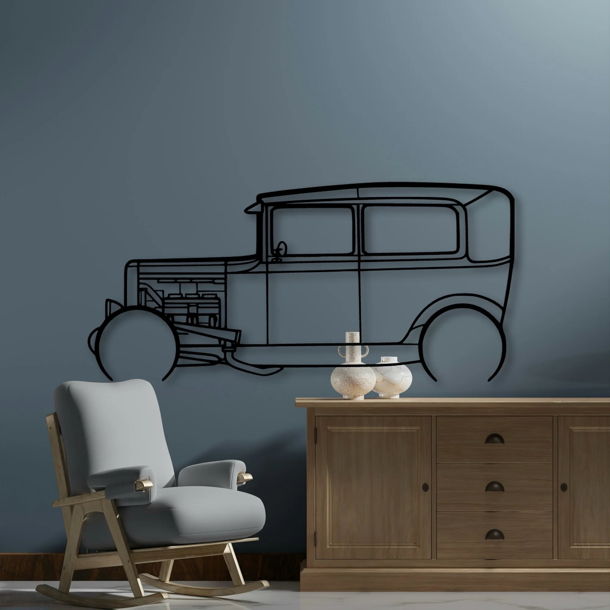 Model A 1931 Classic Silhouette Metal Wall Art - Automotive Garage Decor