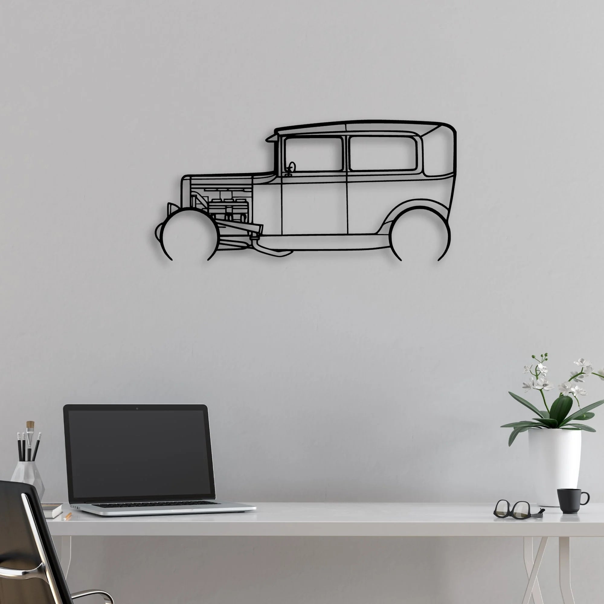 Model A 1931 Classic Silhouette Metal Wall Art - Automotive Garage Decor