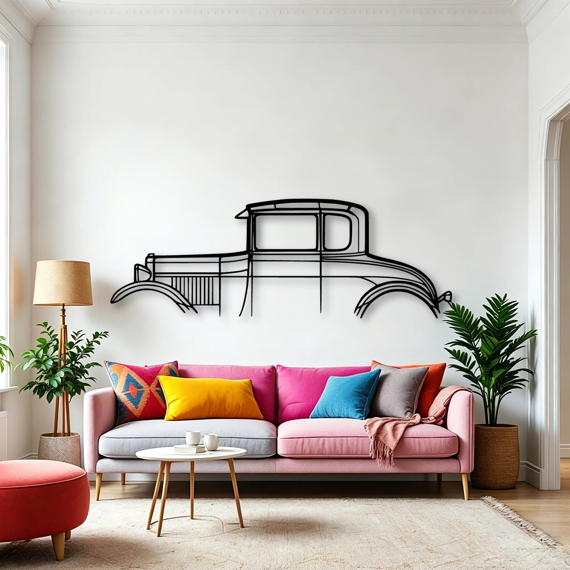 Model A Special Coupe 1928 Classic Silhouette Metal Wall Art - Automotive Garage Decor
