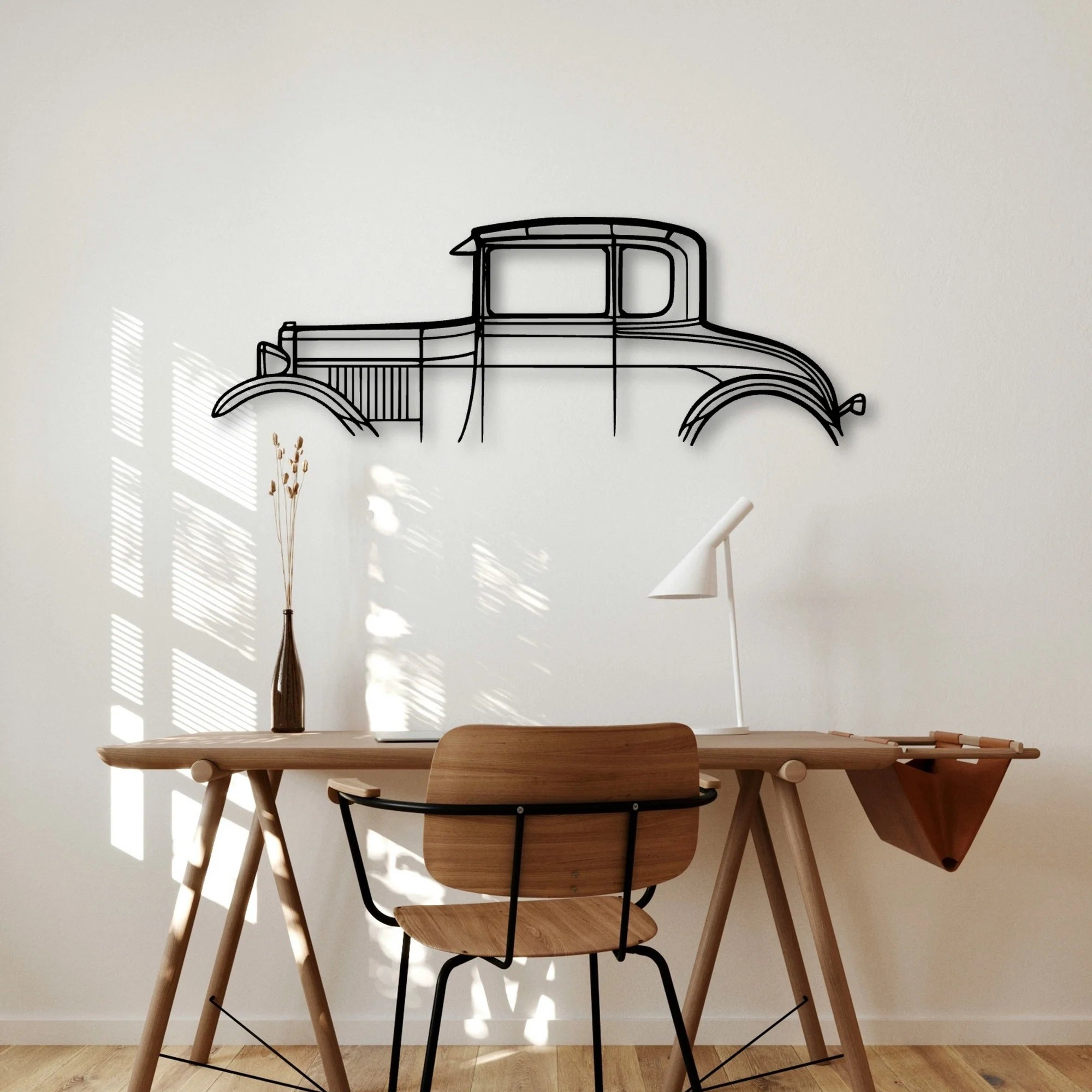 Model A Special Coupe 1928 Classic Silhouette Metal Wall Art - Automotive Garage Decor