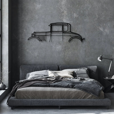 Model A Special Coupe 1928 Classic Silhouette Metal Wall Art - Automotive Garage Decor