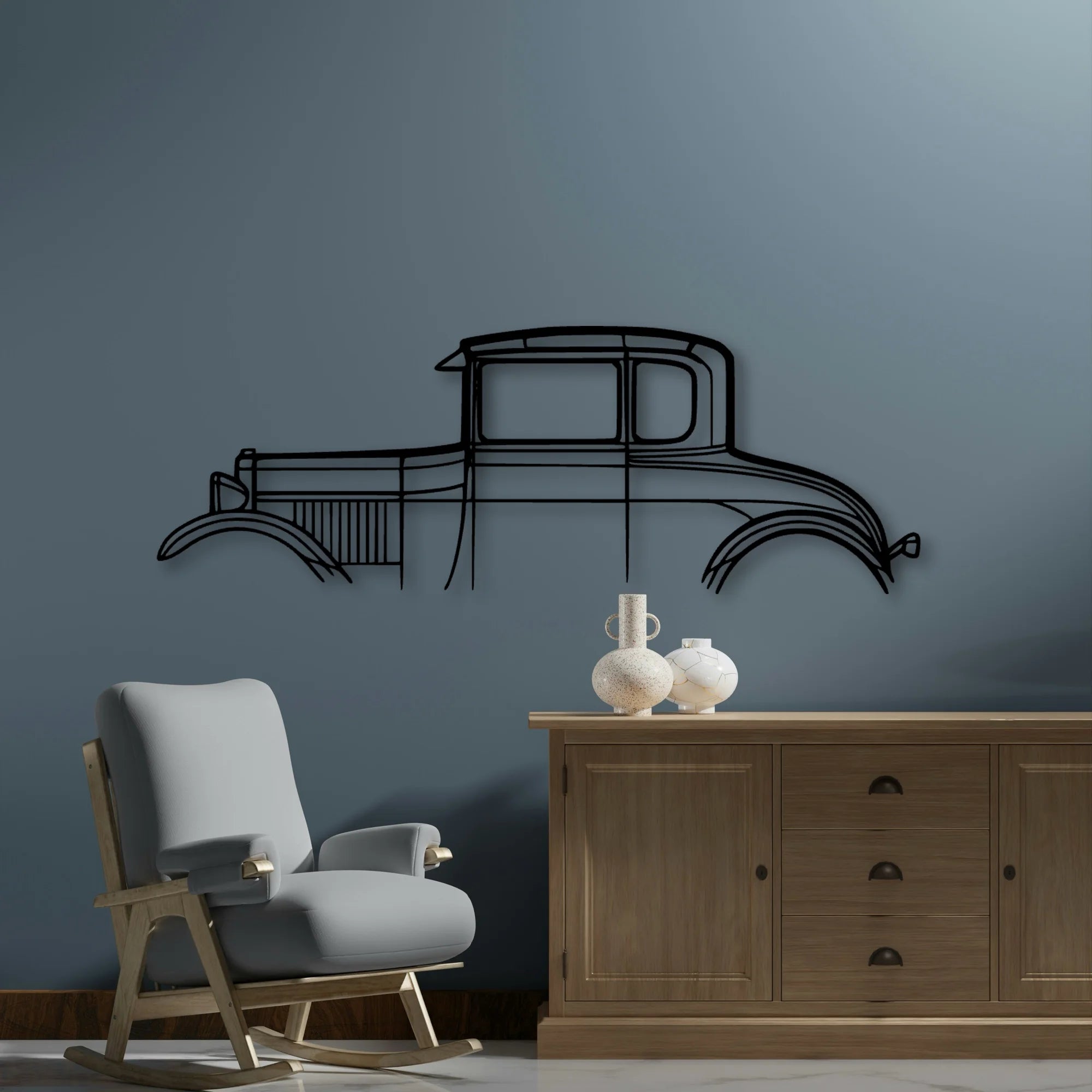 Model A Special Coupe 1928 Classic Silhouette Metal Wall Art - Automotive Garage Decor