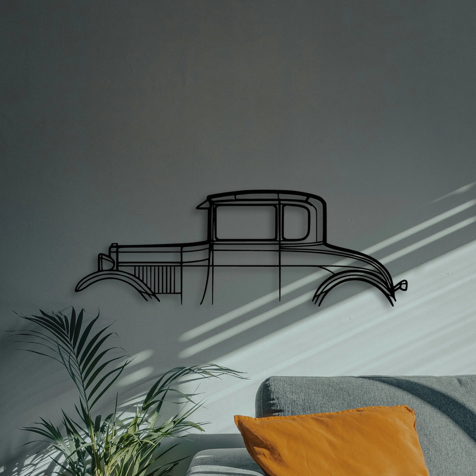 Model A Special Coupe 1928 Classic Silhouette Metal Wall Art - Automotive Garage Decor