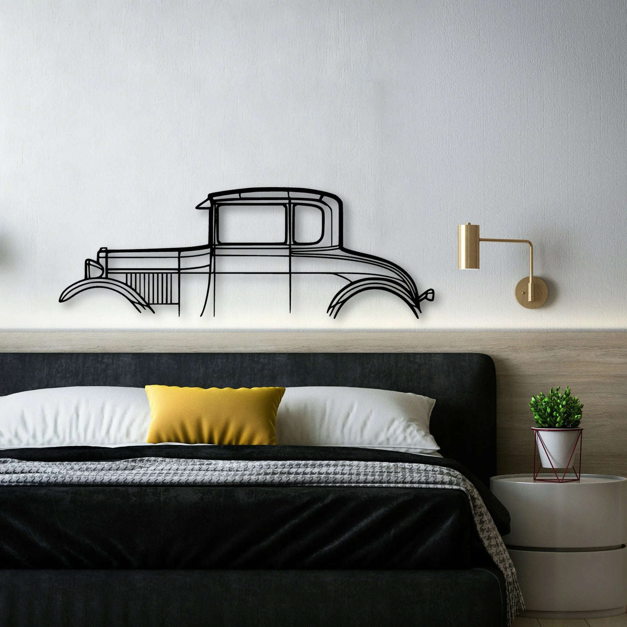 Model A Special Coupe 1928 Classic Silhouette Metal Wall Art - Automotive Garage Decor