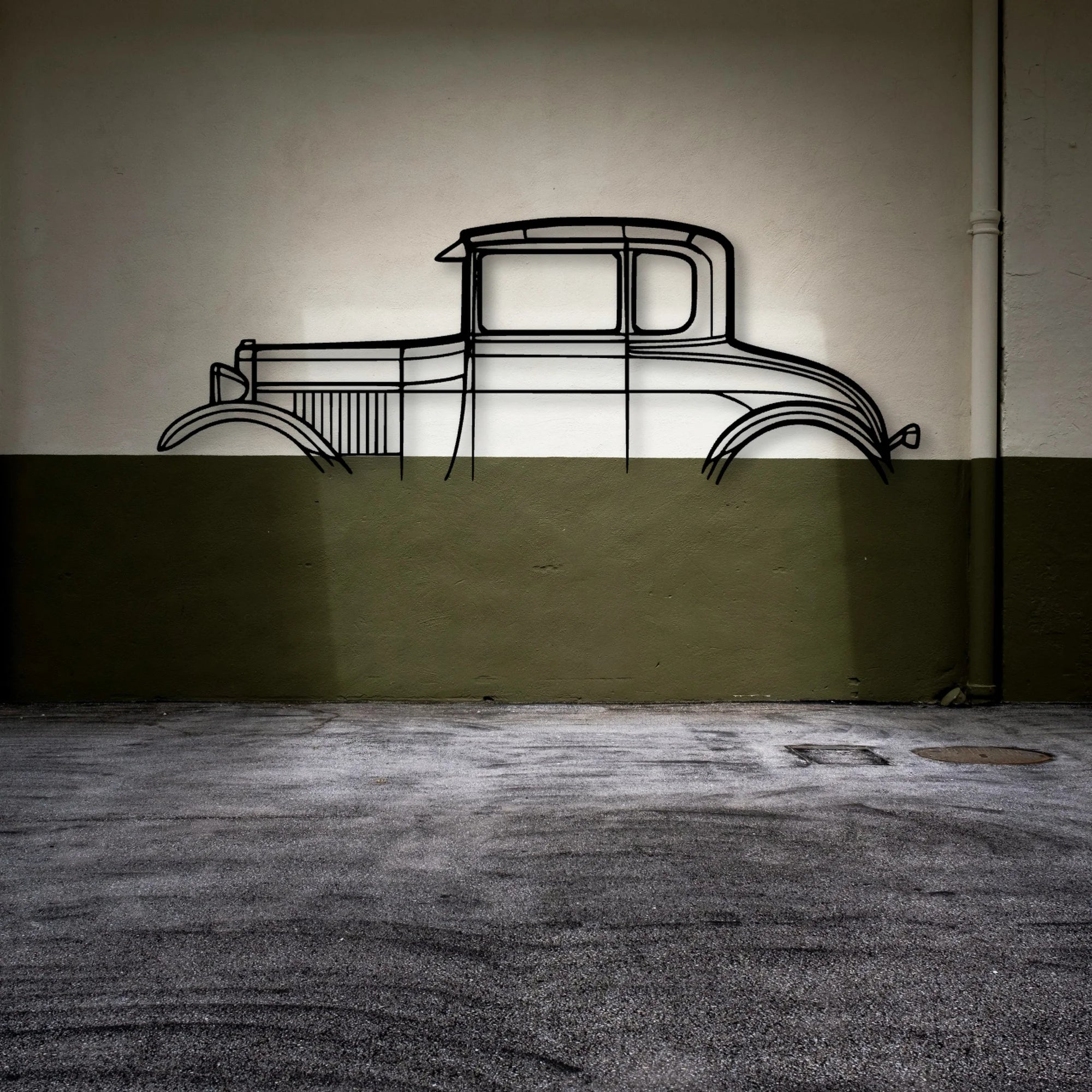 Model A Special Coupe 1928 Classic Silhouette Metal Wall Art - Automotive Garage Decor