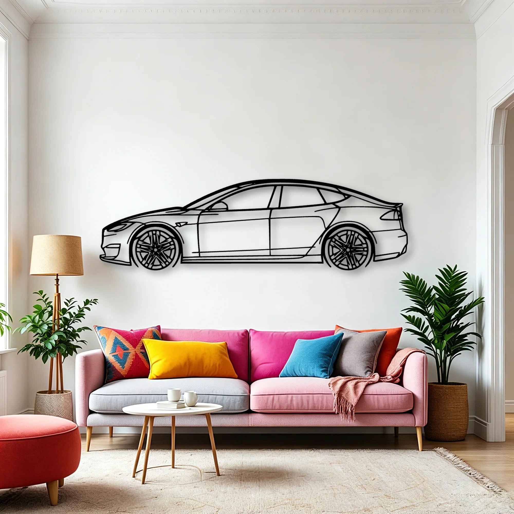 Model S Plaid 2022 Classic Silhouette Metal Wall Art - Automotive Garage Decor