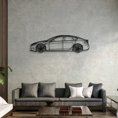 Model S Plaid 2022 Classic Silhouette Metal Wall Art - Automotive Garage Decor