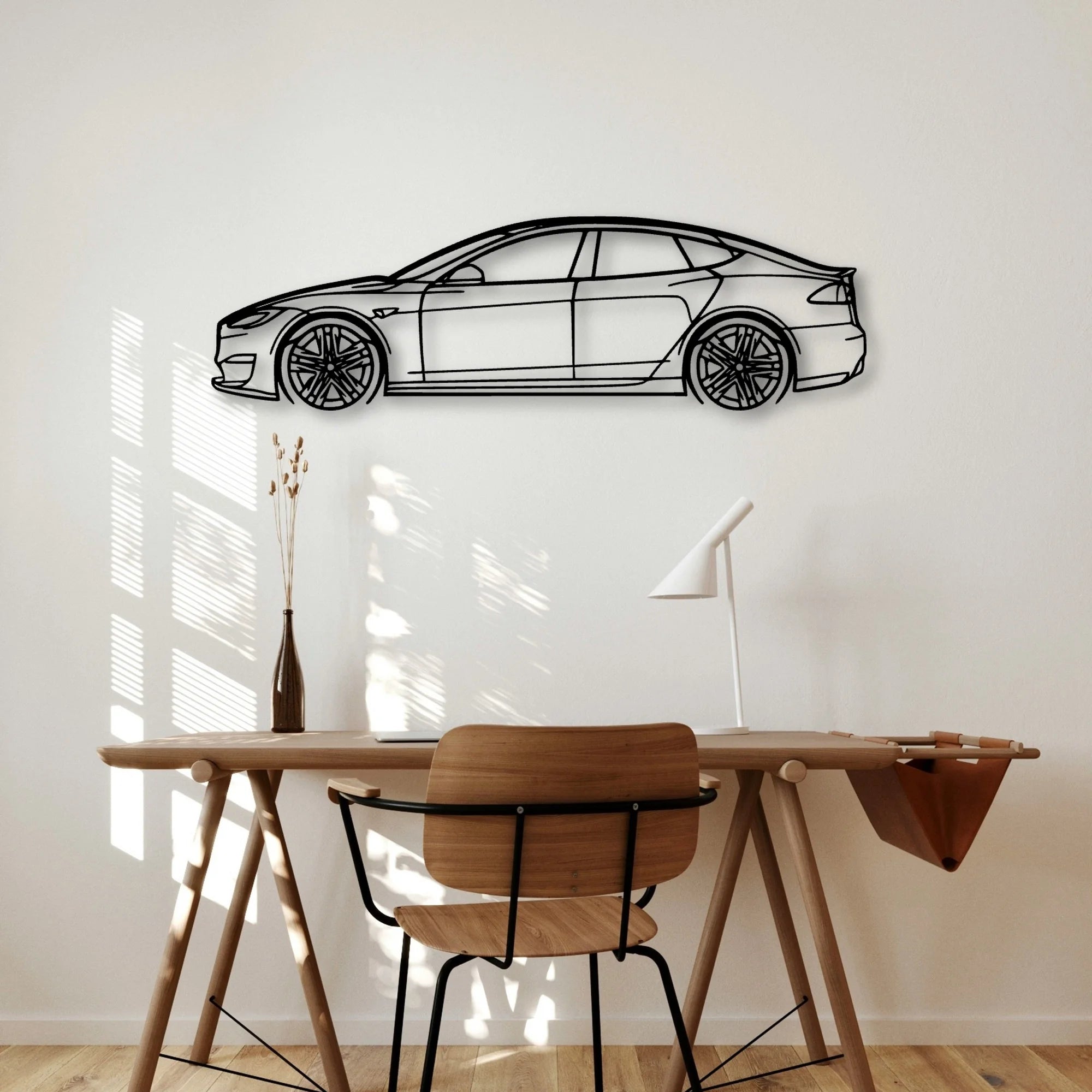 Model S Plaid 2022 Classic Silhouette Metal Wall Art - Automotive Garage Decor