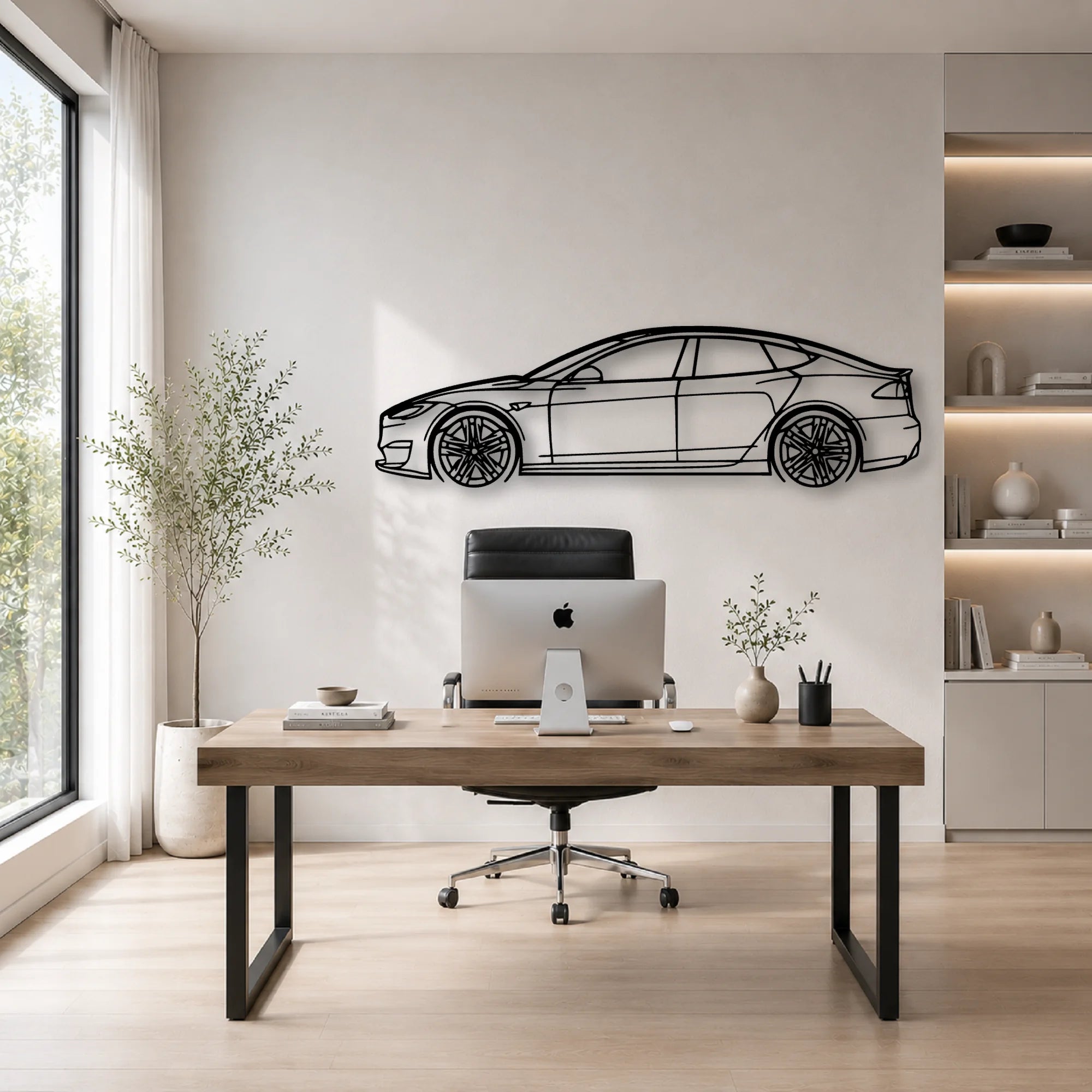 Model S Plaid 2022 Classic Silhouette Metal Wall Art - Automotive Garage Decor