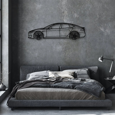 Model S Plaid 2022 Classic Silhouette Metal Wall Art - Automotive Garage Decor