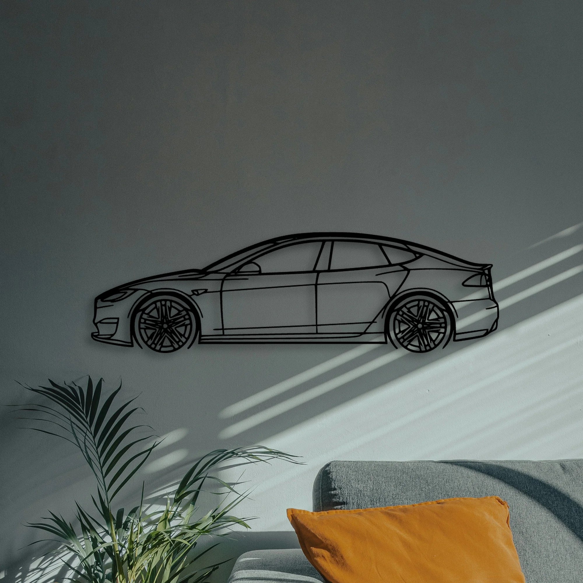 Model S Plaid 2022 Classic Silhouette Metal Wall Art - Automotive Garage Decor