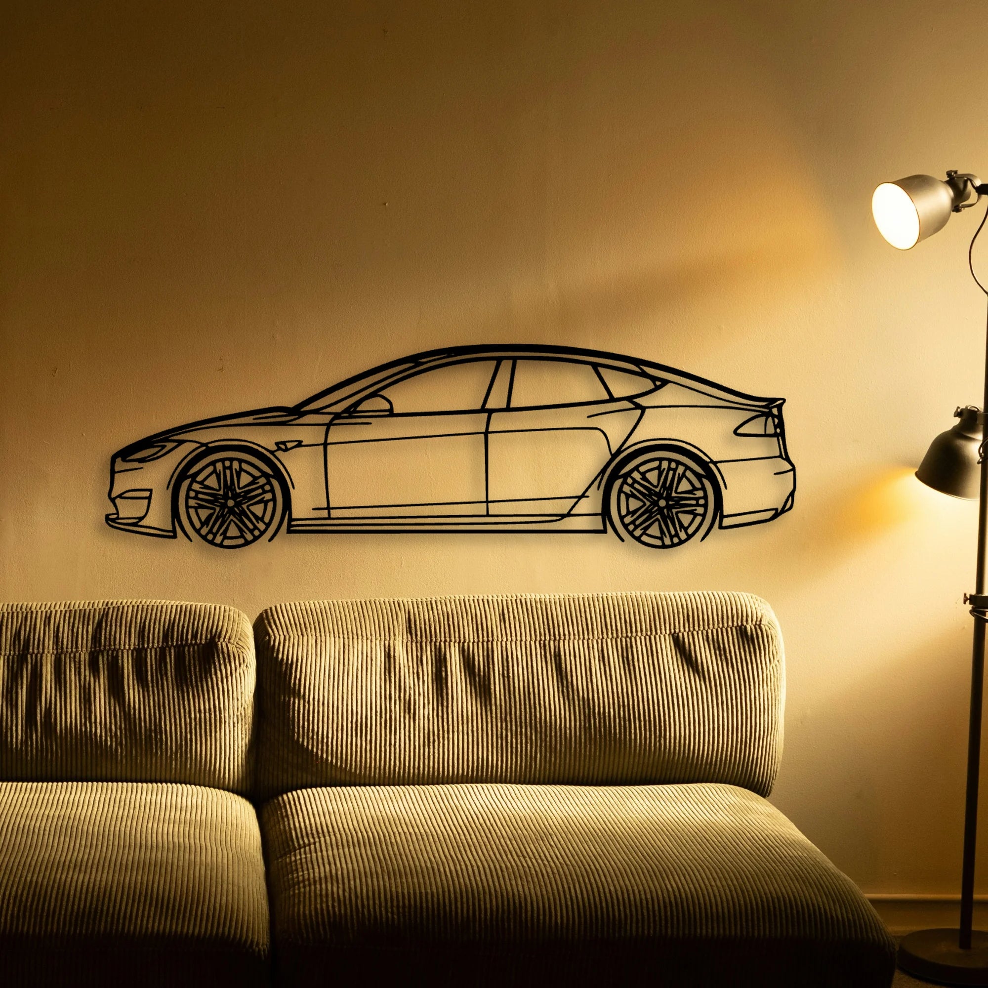 Model S Plaid 2022 Classic Silhouette Metal Wall Art - Automotive Garage Decor