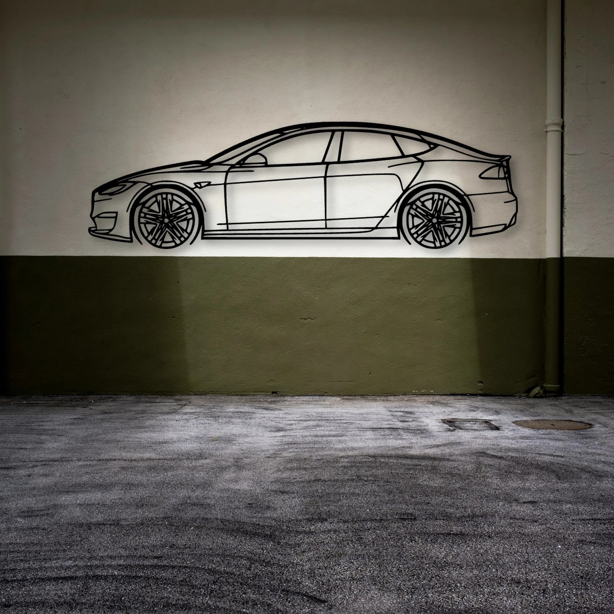 Model S Plaid 2022 Classic Silhouette Metal Wall Art - Automotive Garage Decor