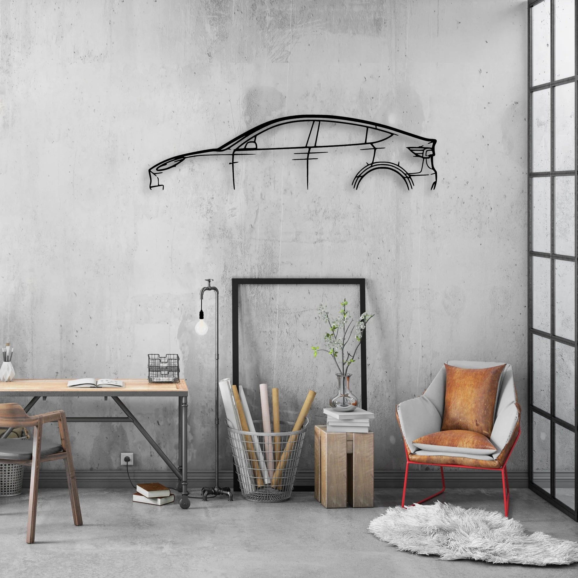 Model Y Classic Silhouette Metal Wall Art - Automotive Garage Decor