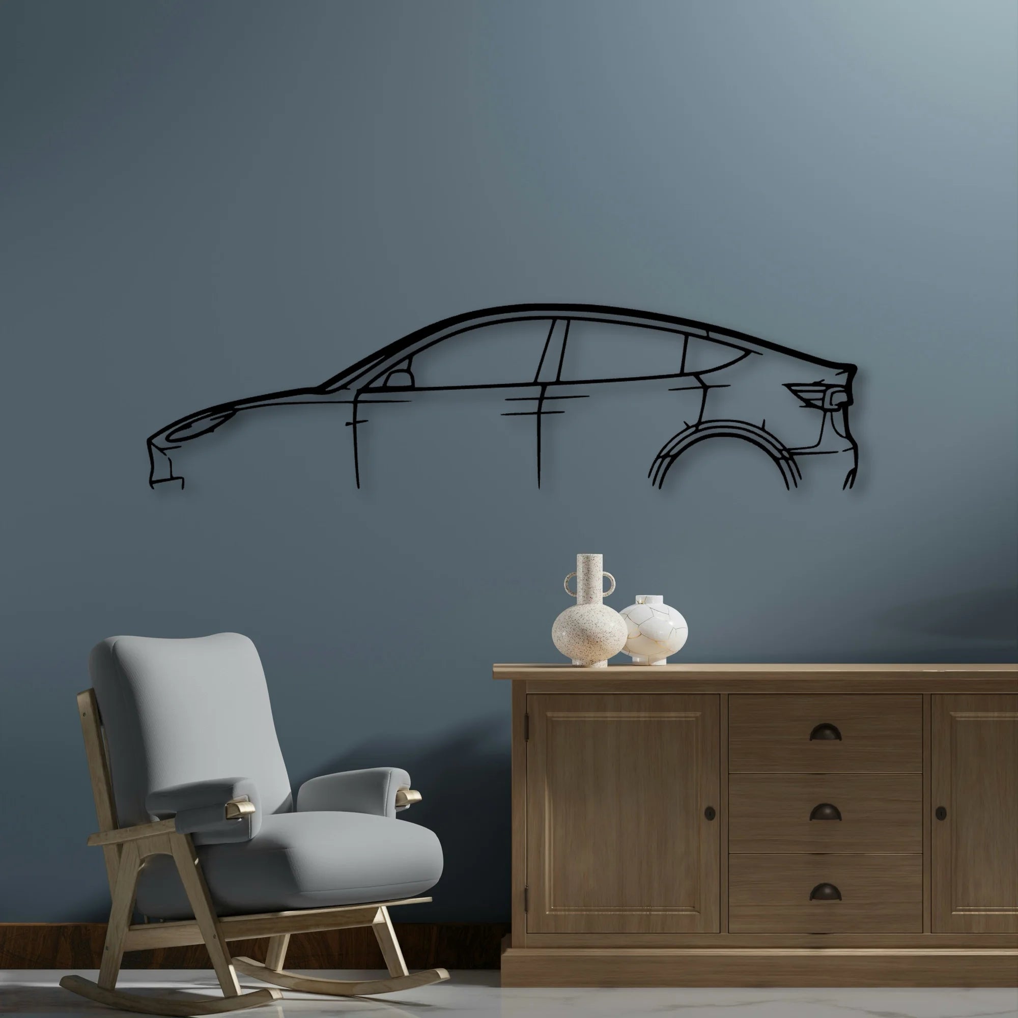Model Y Classic Silhouette Metal Wall Art - Automotive Garage Decor
