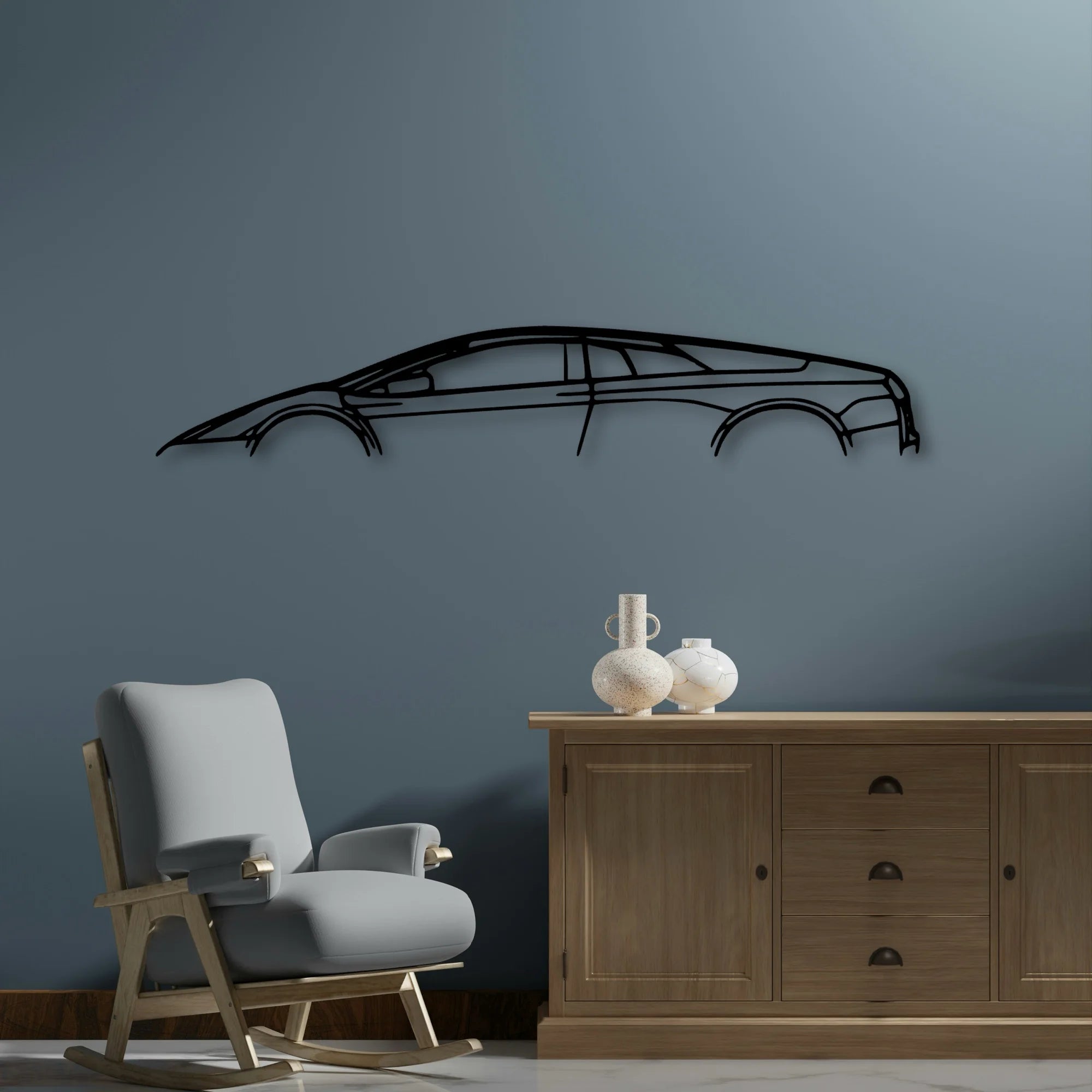 Murcie Lago 2007 Classic Silhouette Metal Wall Art - Automotive Garage Decor