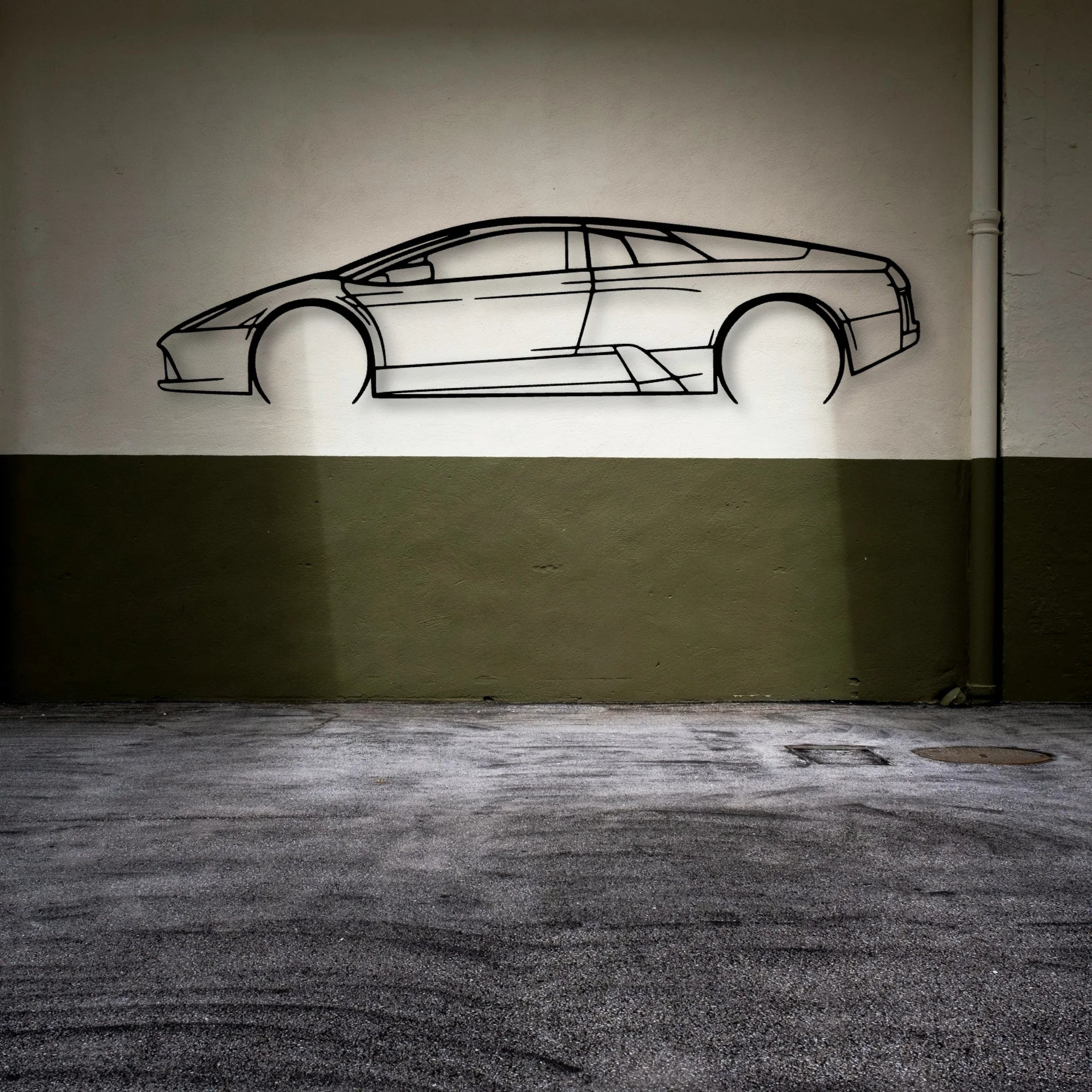 Murcielago 2 Classic Silhouette Metal Wall Art - Automotive Garage Decor
