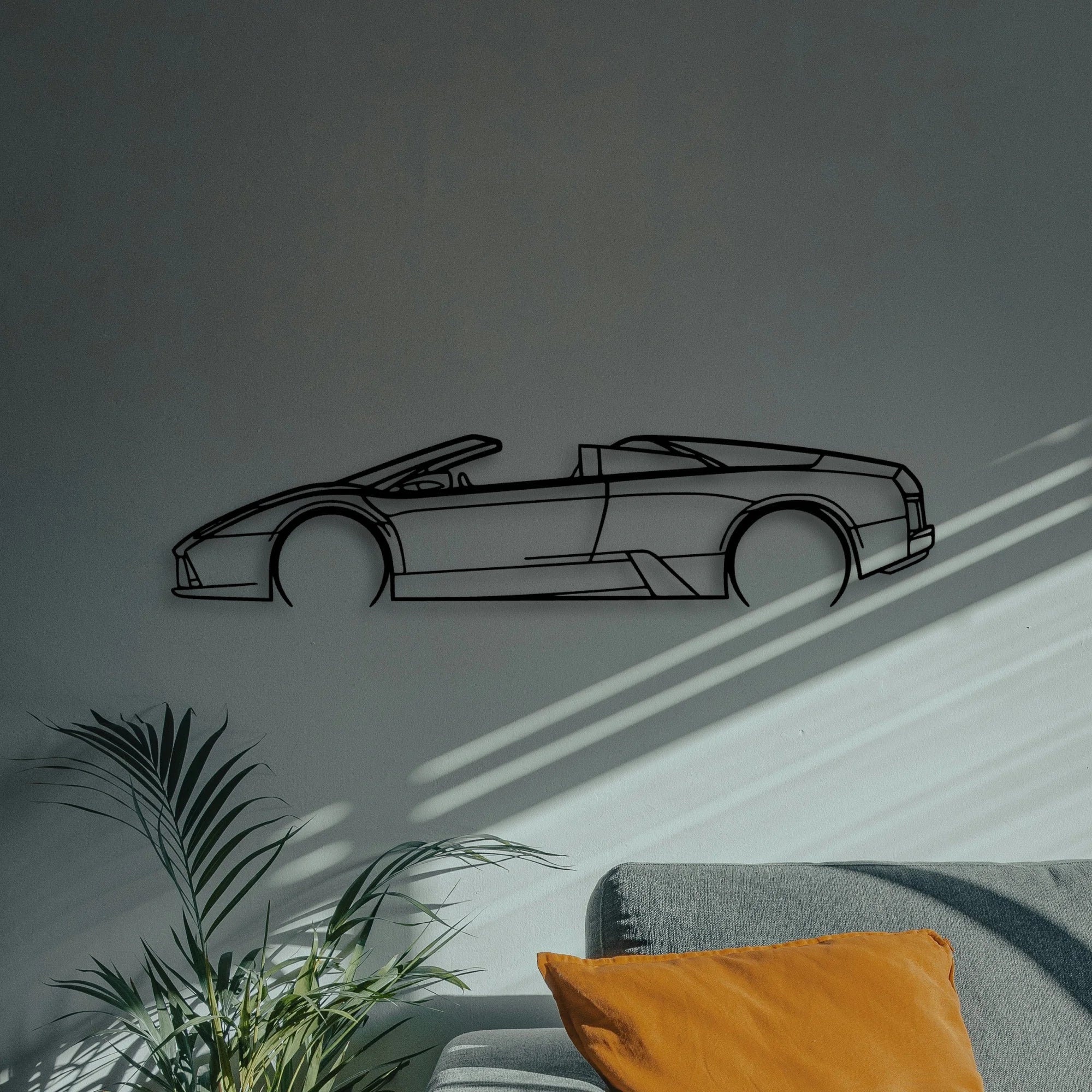 Murcielago Roadster 2008 Classic Silhouette Metal Wall Art - Automotive Garage Decor