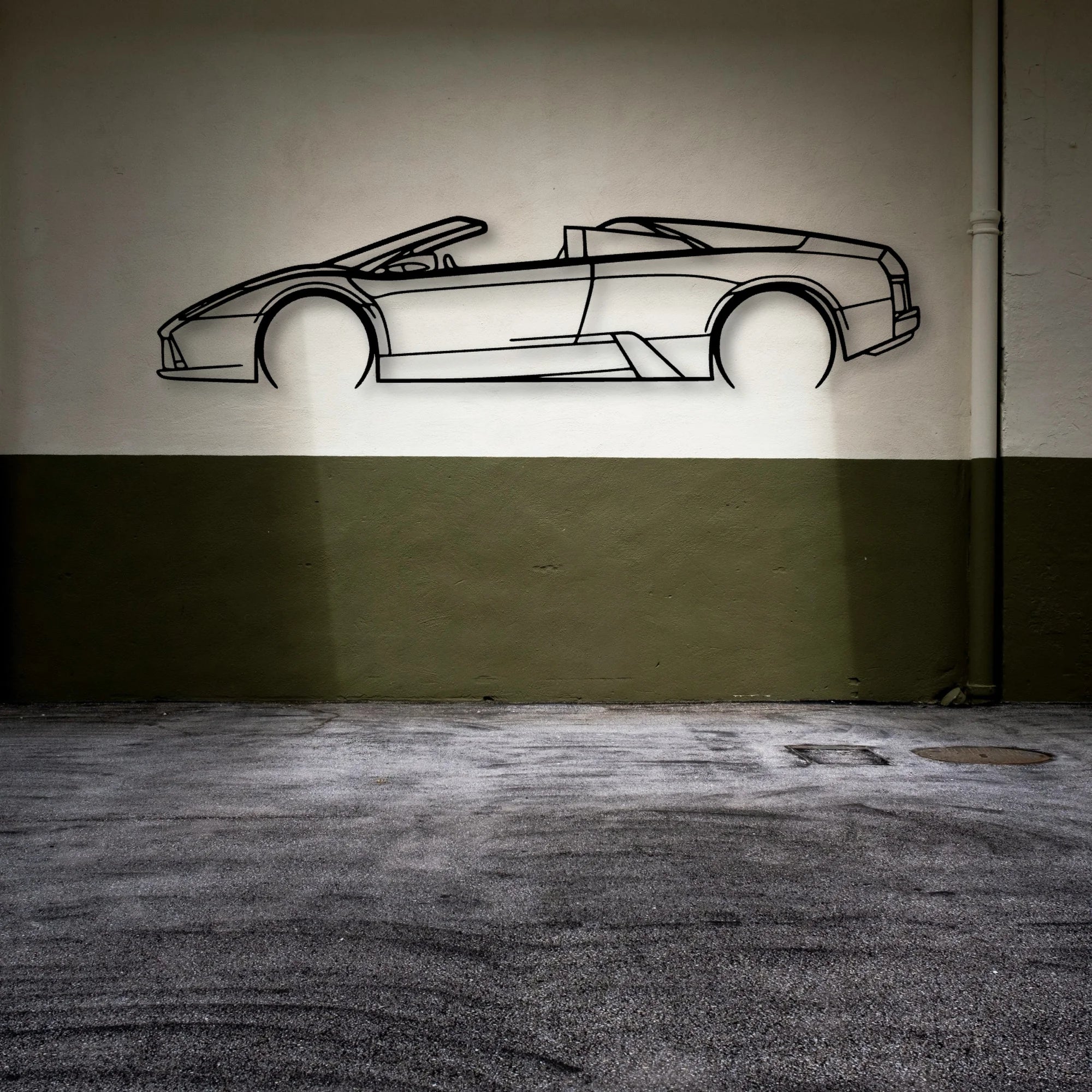 Murcielago Roadster 2008 Classic Silhouette Metal Wall Art - Automotive Garage Decor