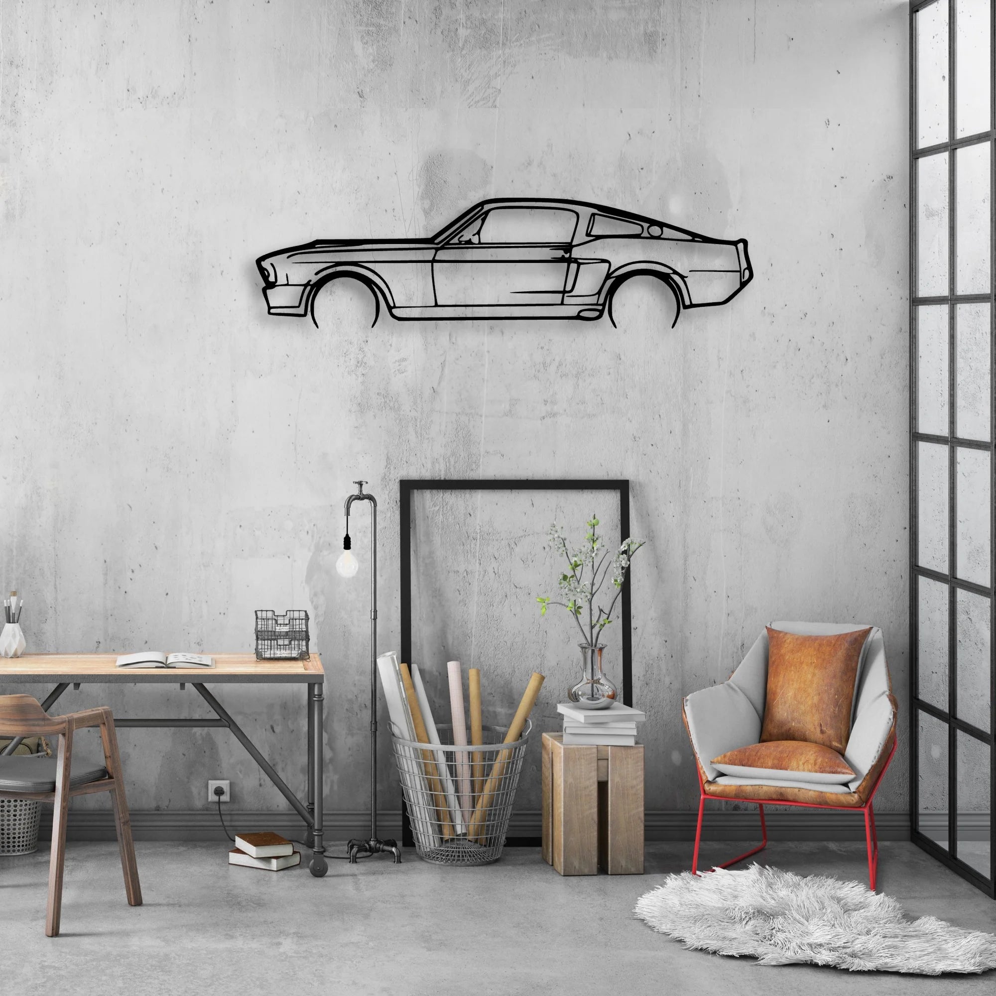 Mustang 1967 Classic Silhouette Metal Wall Art - Automotive Garage Decor