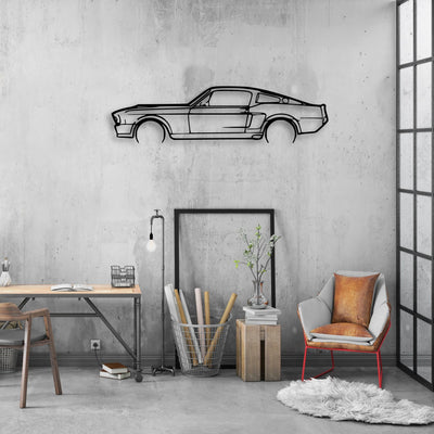 Mustang 1967 Classic Silhouette Metal Wall Art - Automotive Garage Decor