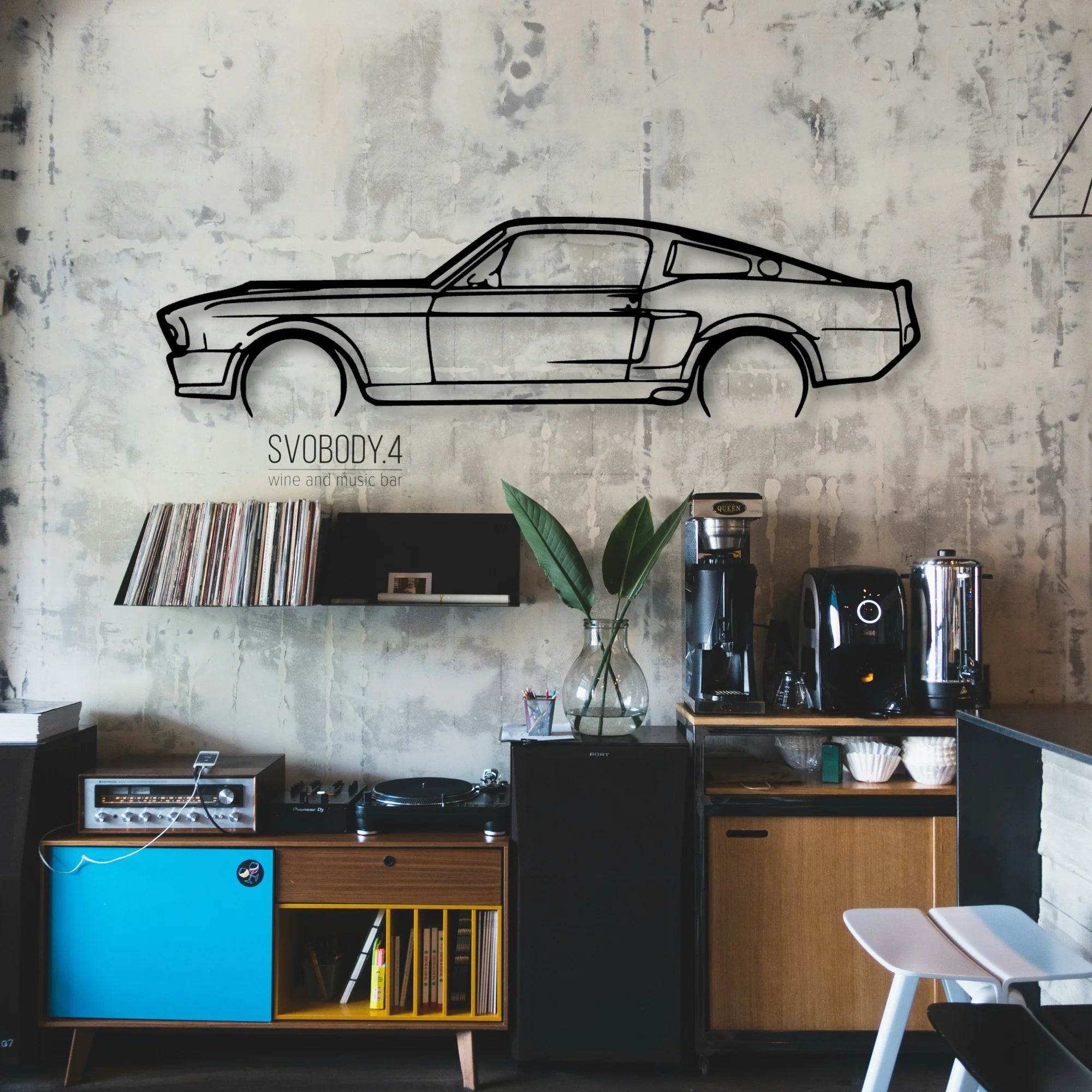 Mustang 1967 Classic Silhouette Metal Wall Art - Automotive Garage Decor