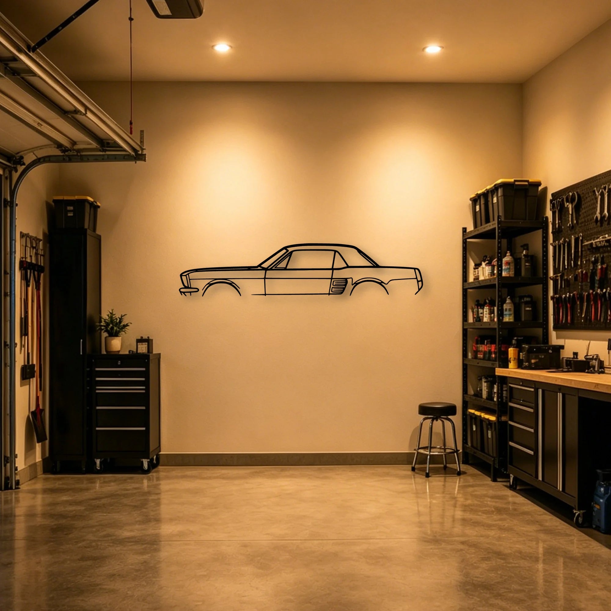 Mustang 1967 Coupe Classic Silhouette Metal Wall Art - Automotive Garage Decor