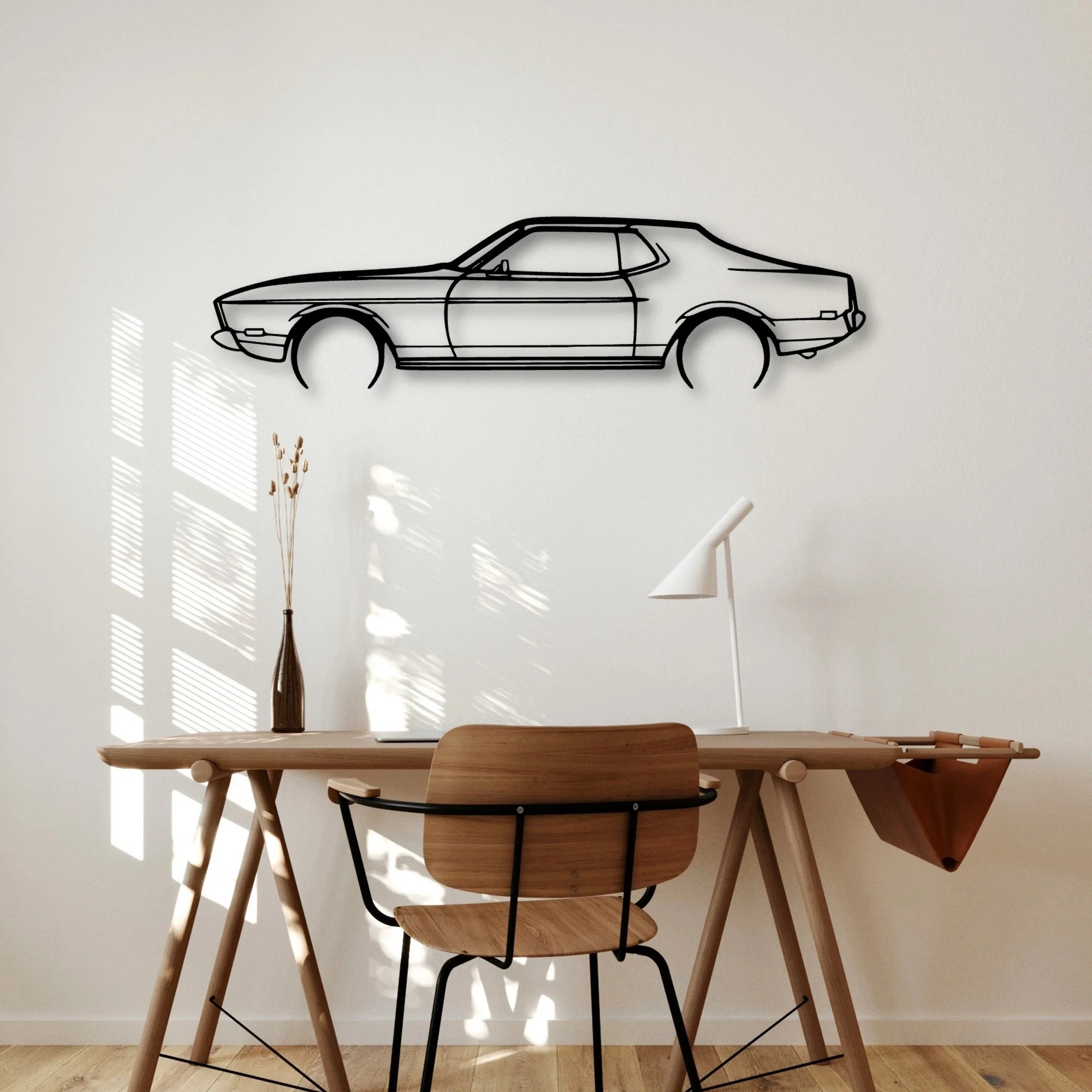 Mustang 1973 Classic Silhouette Metal Wall Art - Automotive Garage Decor