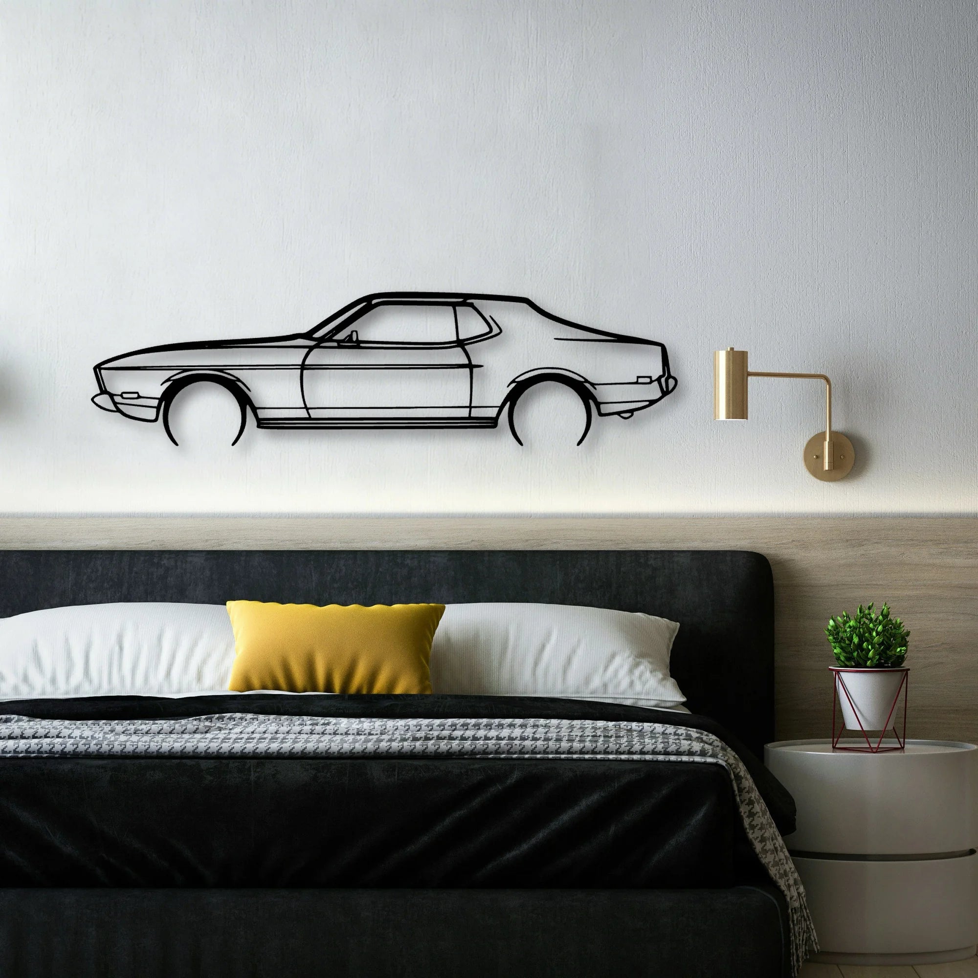 Mustang 1973 Classic Silhouette Metal Wall Art - Automotive Garage Decor