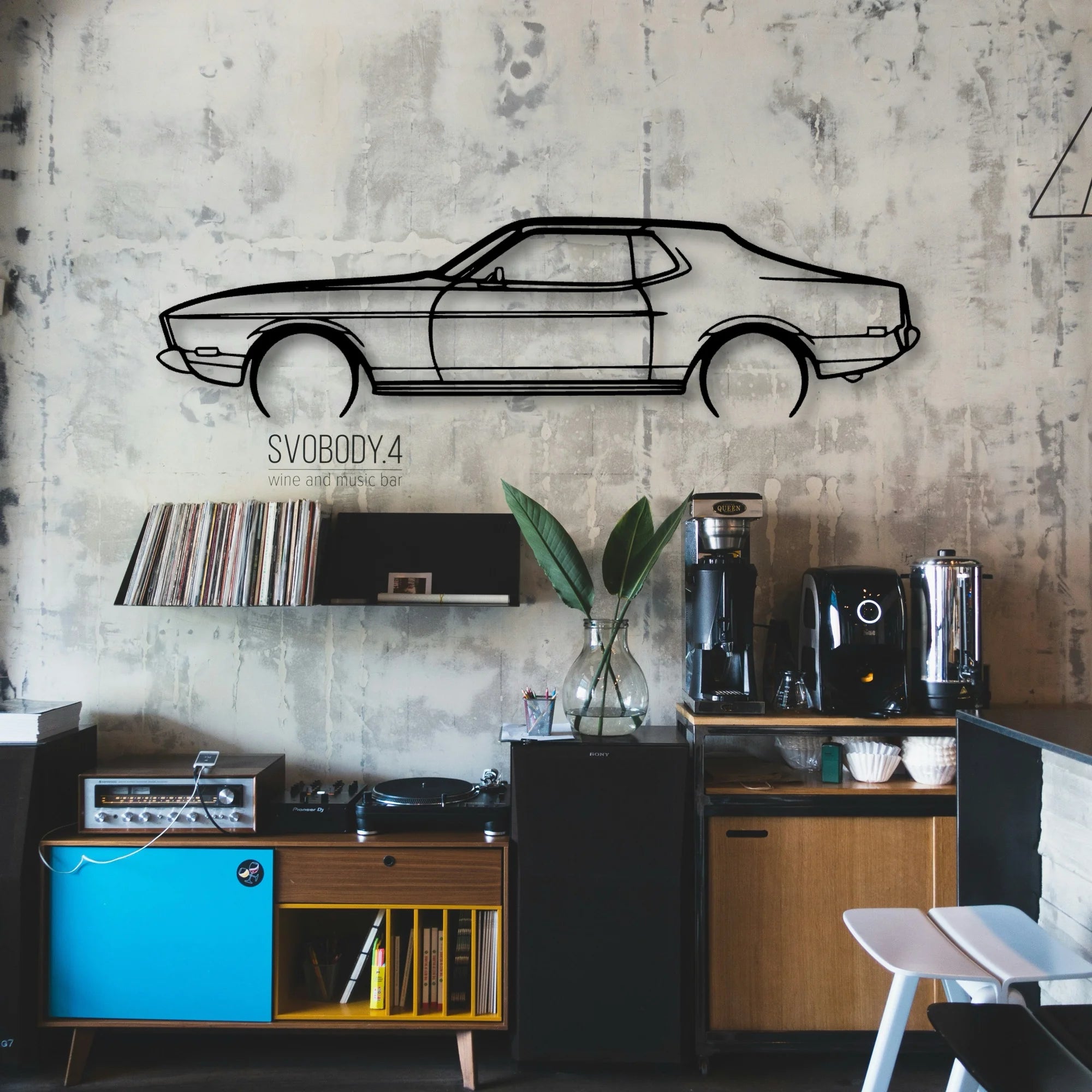 Mustang 1973 Classic Silhouette Metal Wall Art - Automotive Garage Decor