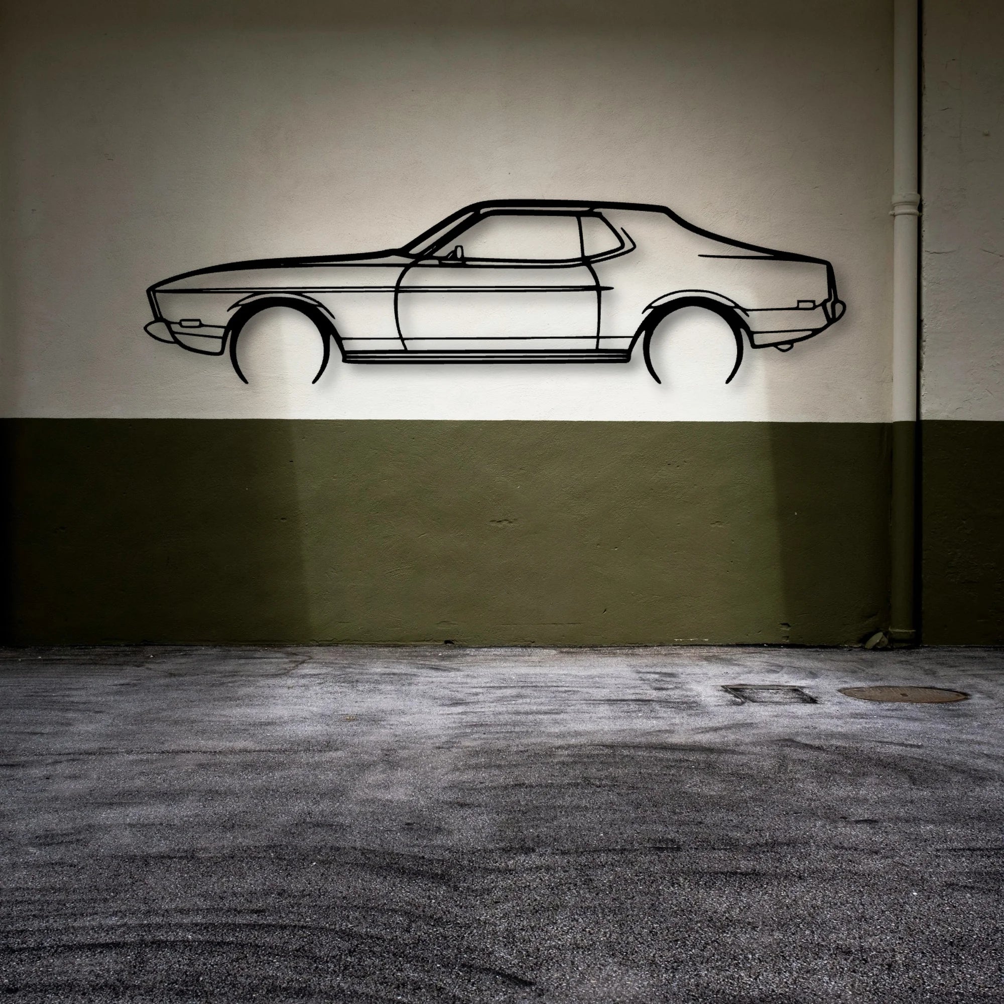 Mustang 1973 Classic Silhouette Metal Wall Art - Automotive Garage Decor