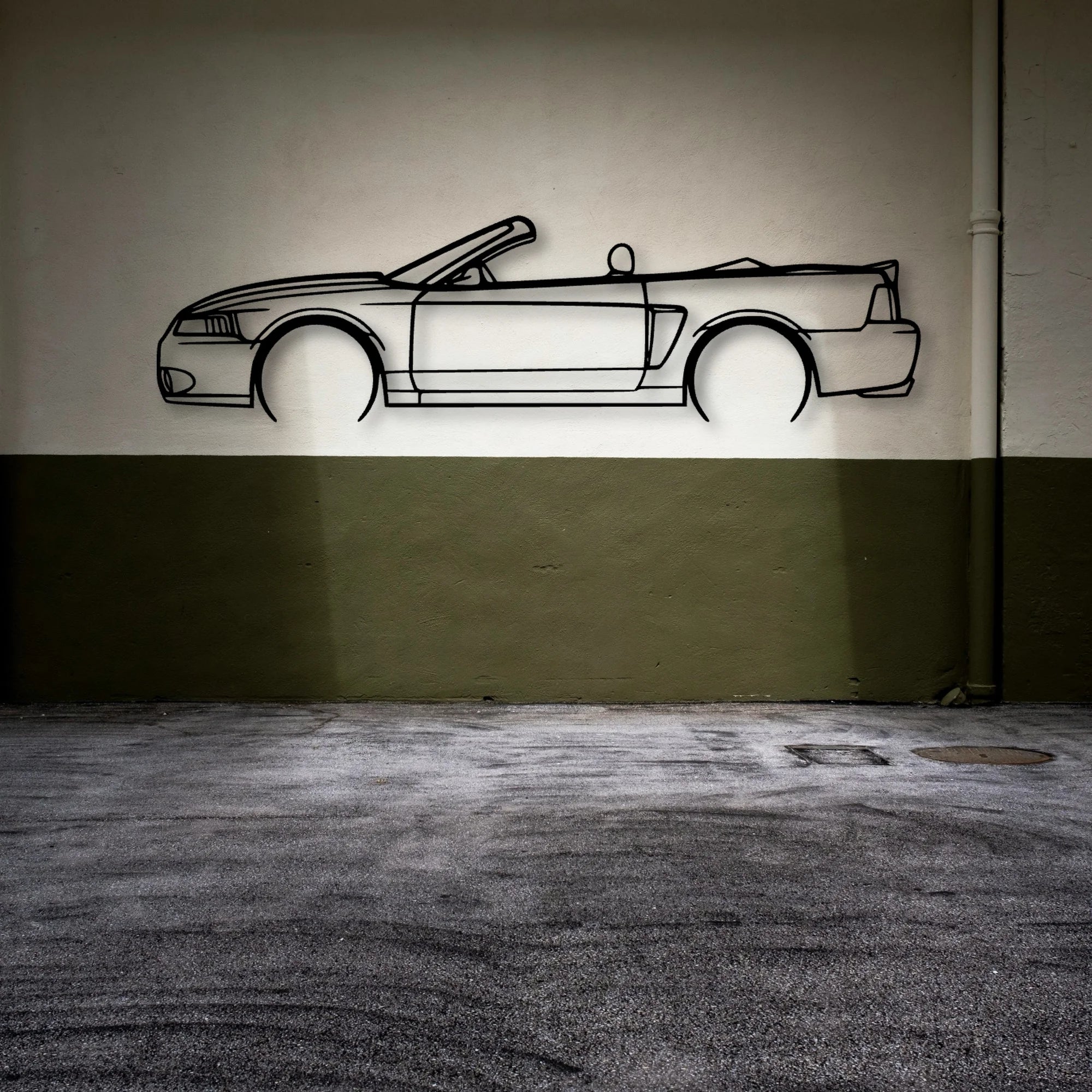 Mustang Cobra Cabrio 2004 Classic Silhouette Metal Wall Art - Automotive Garage Decor