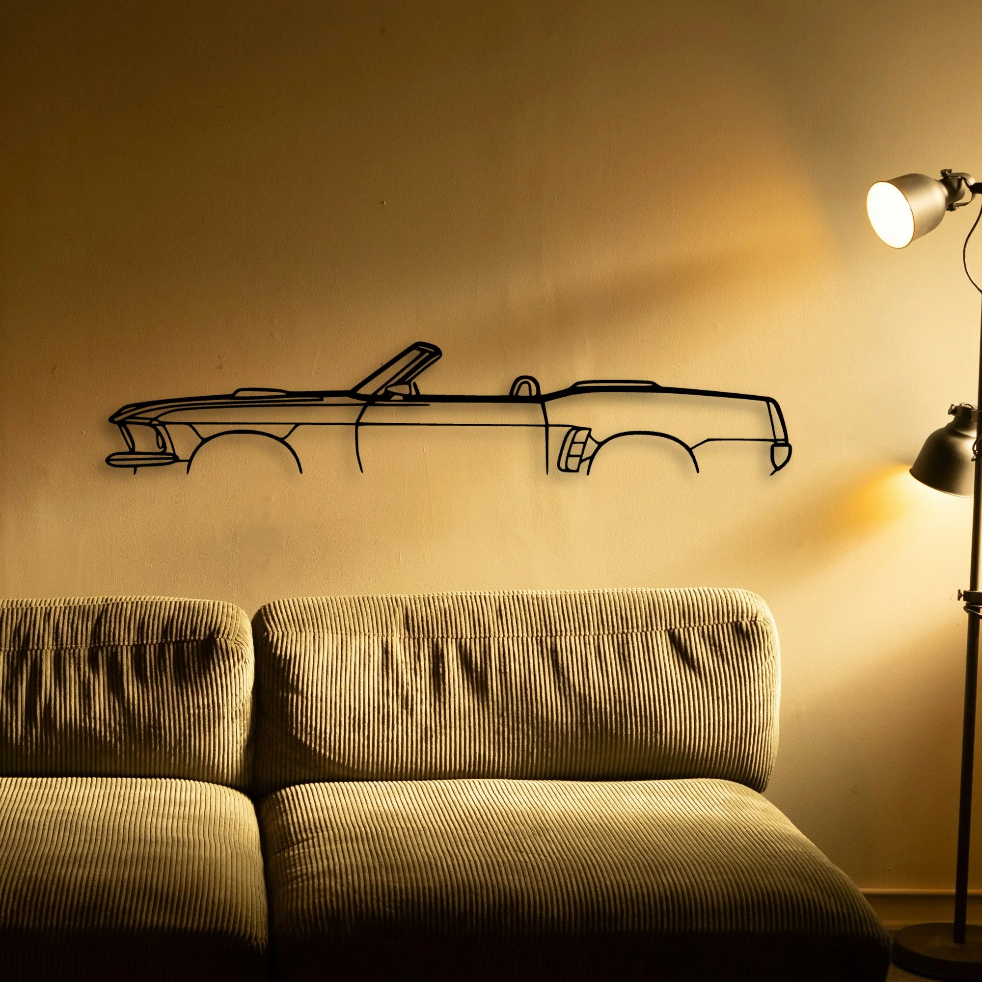 Mustang Convertible 1969 Classic Silhouette Metal Wall Art - Automotive Garage Decor