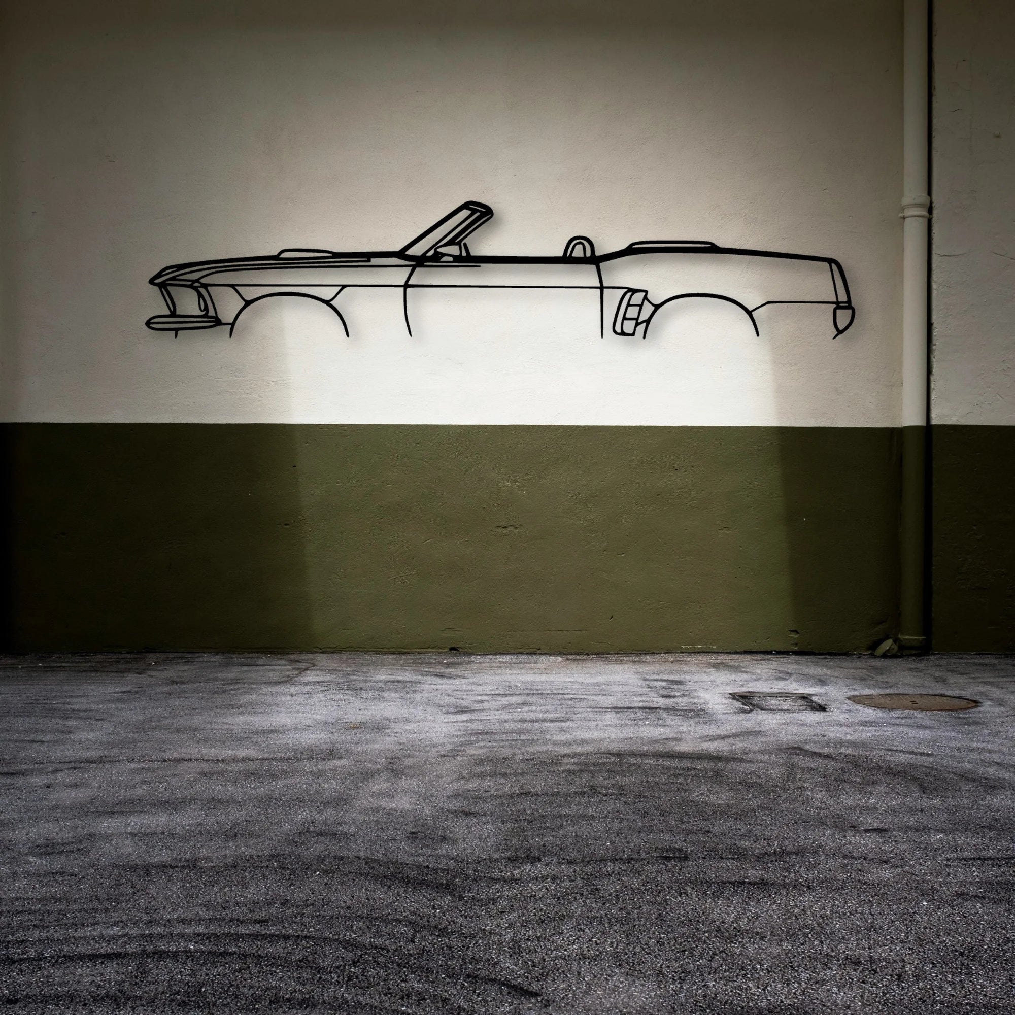 Mustang Convertible 1969 Classic Silhouette Metal Wall Art - Automotive Garage Decor