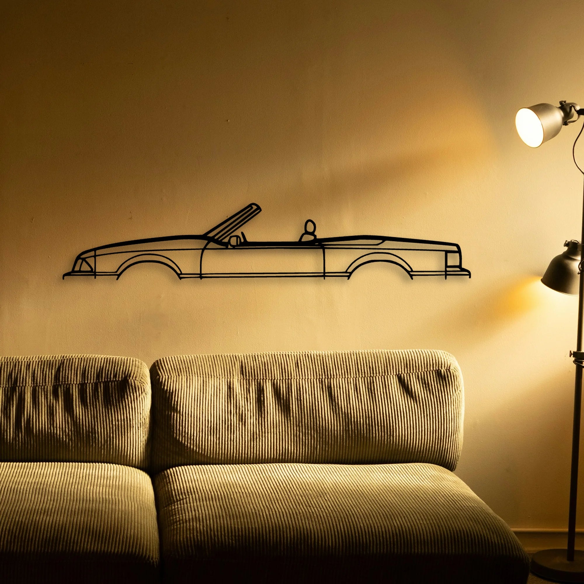 Mustang Convertible 1989 Classic Silhouette Metal Wall Art - Automotive Garage Decor