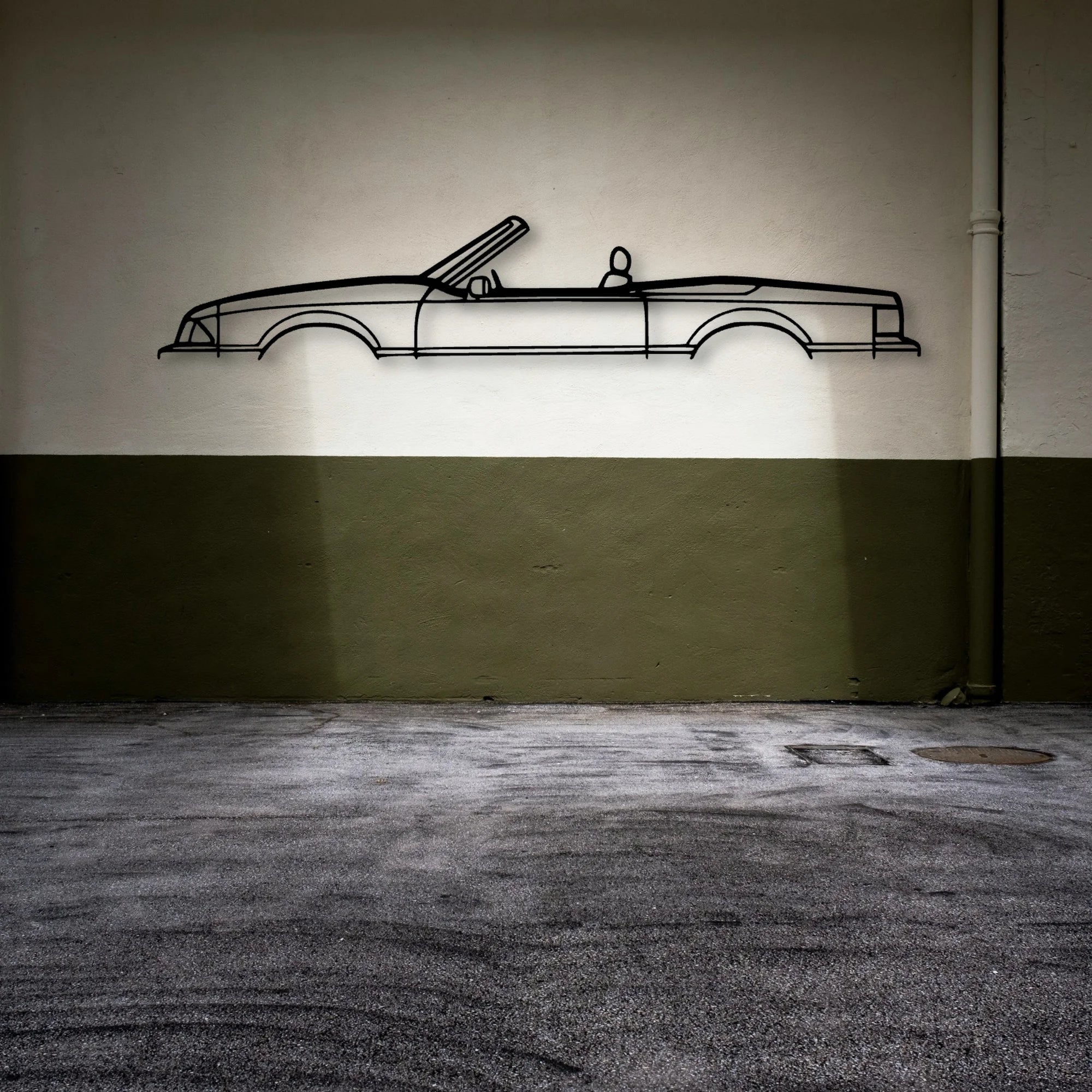 Mustang Convertible 1989 Classic Silhouette Metal Wall Art - Automotive Garage Decor